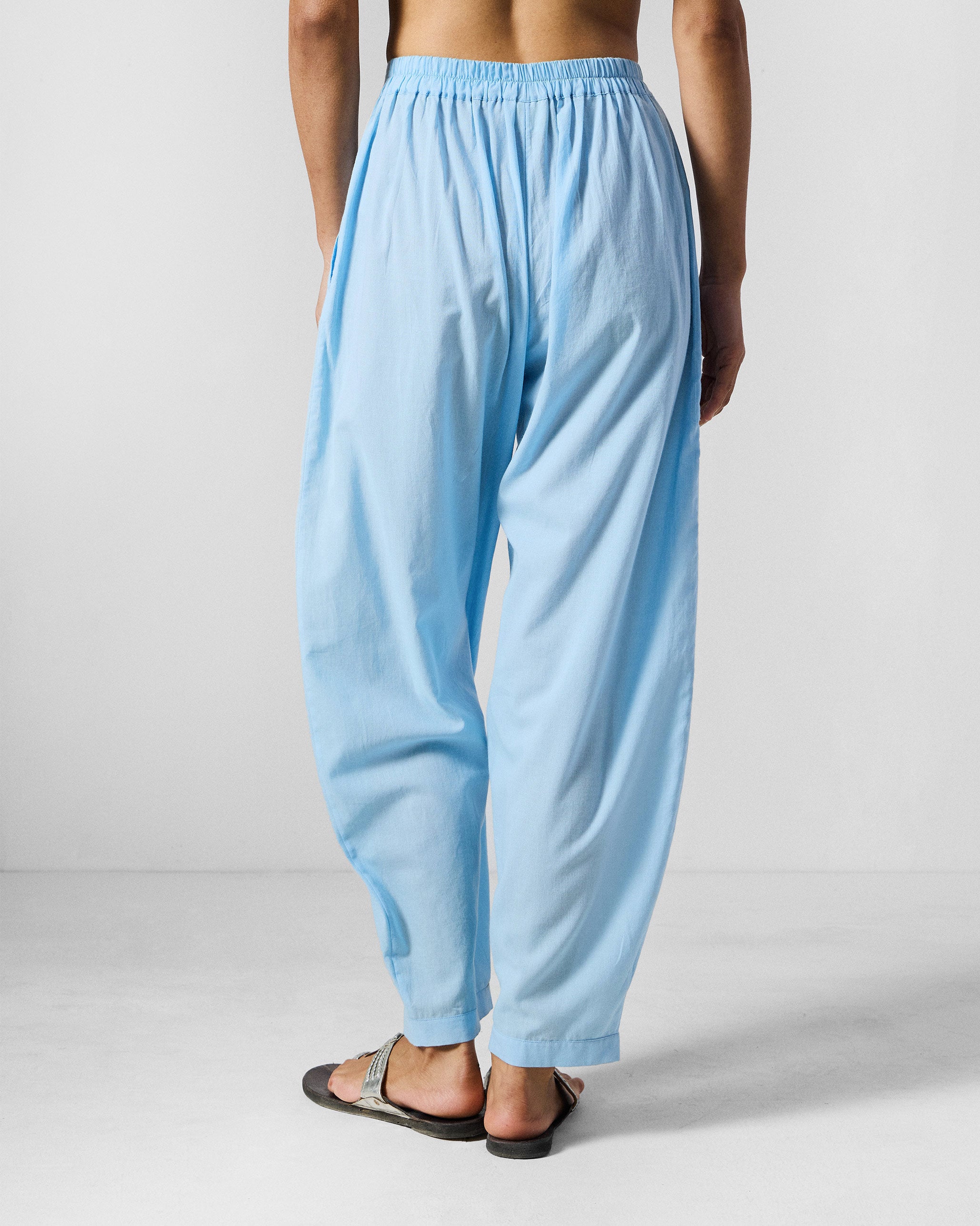 Aaira Pants - Ice Blue Embroidered