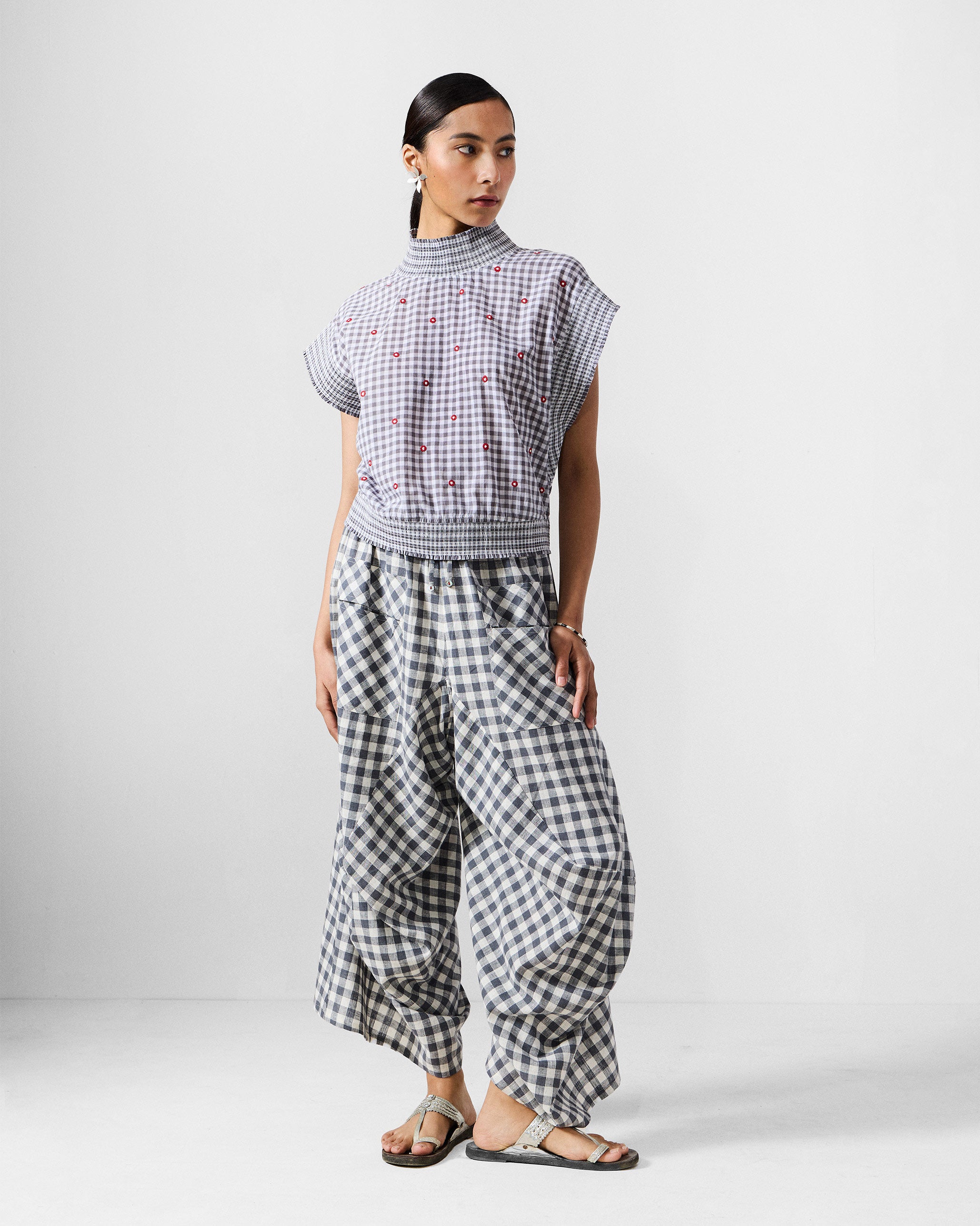 Yoka Trousers - Grey & White Checks