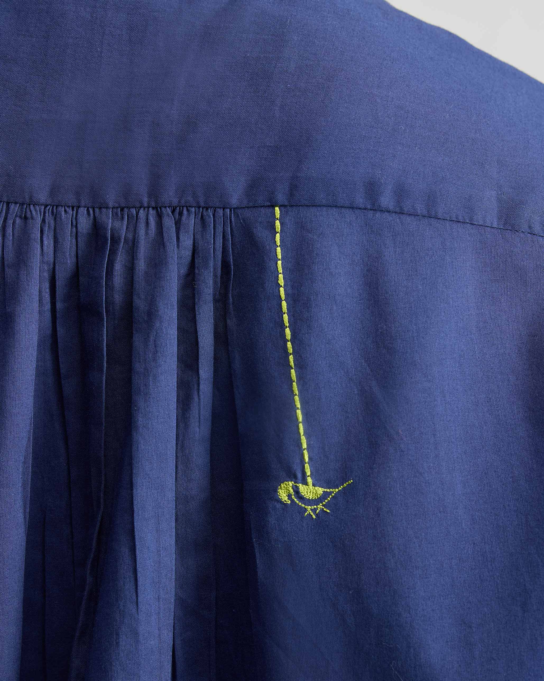 Mandarin Collar Top - Ink Blue