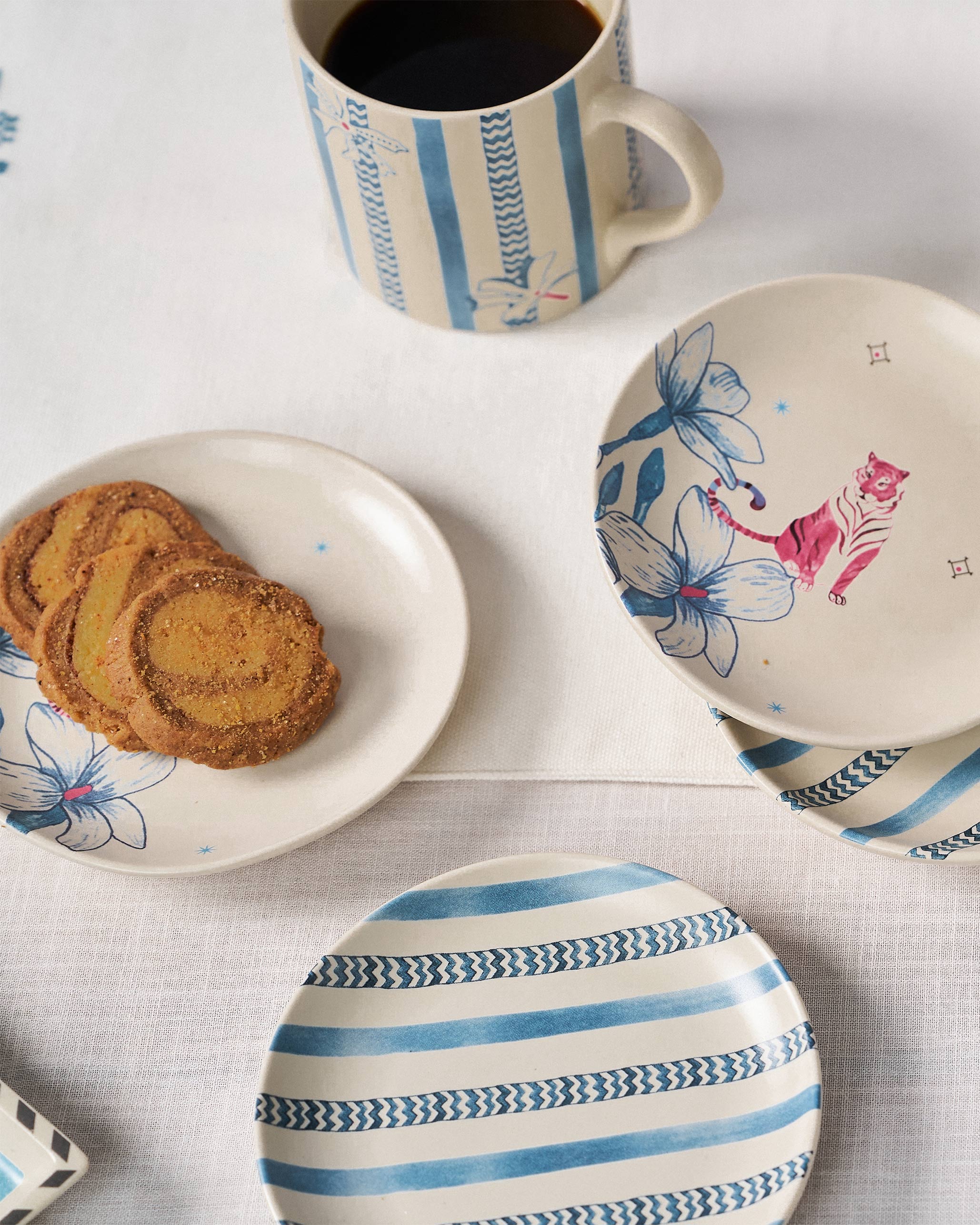 River Tiger Tea Plate - Set of 4