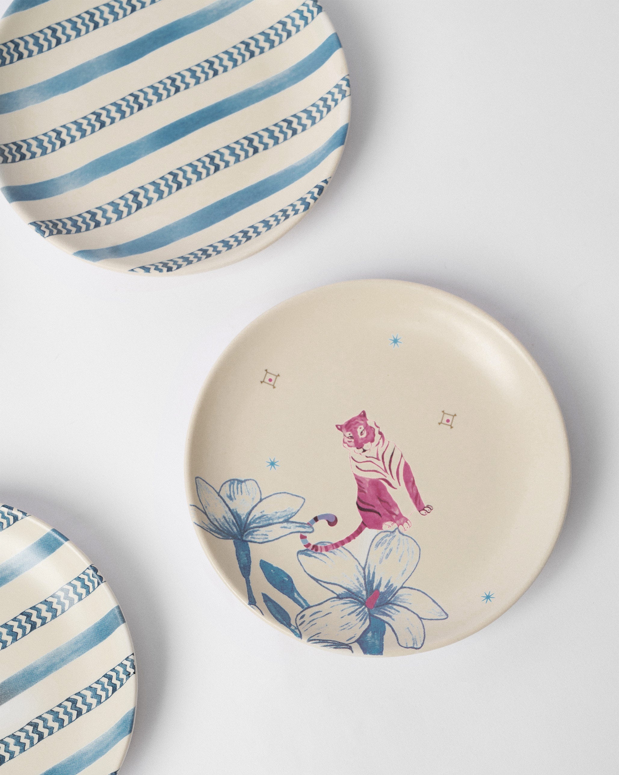 River Tiger Tea Plate - Set of 4