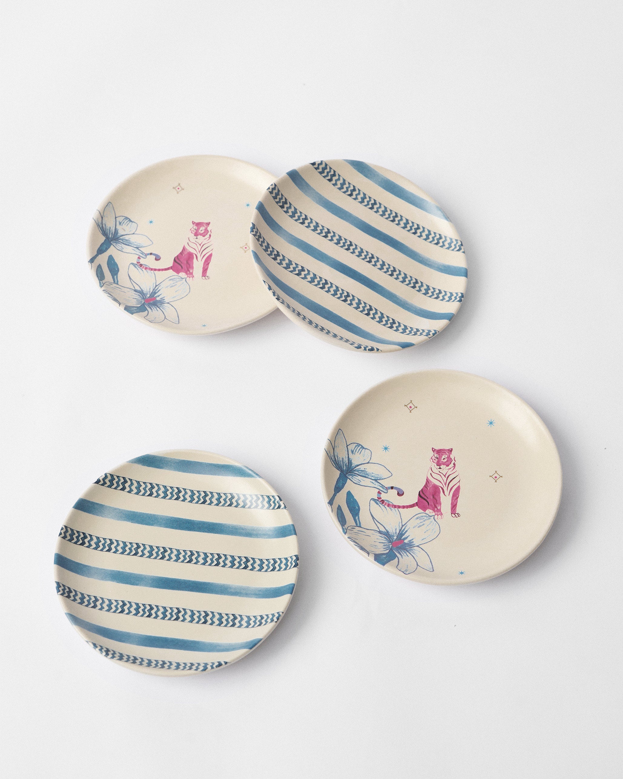 River Tiger Tea Plate - Set of 4
