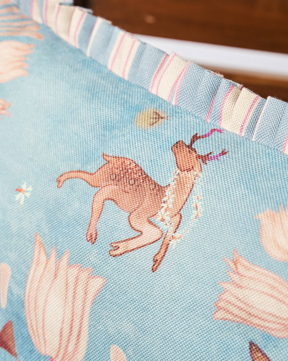 Deer Dance Cushion Cover - Blue