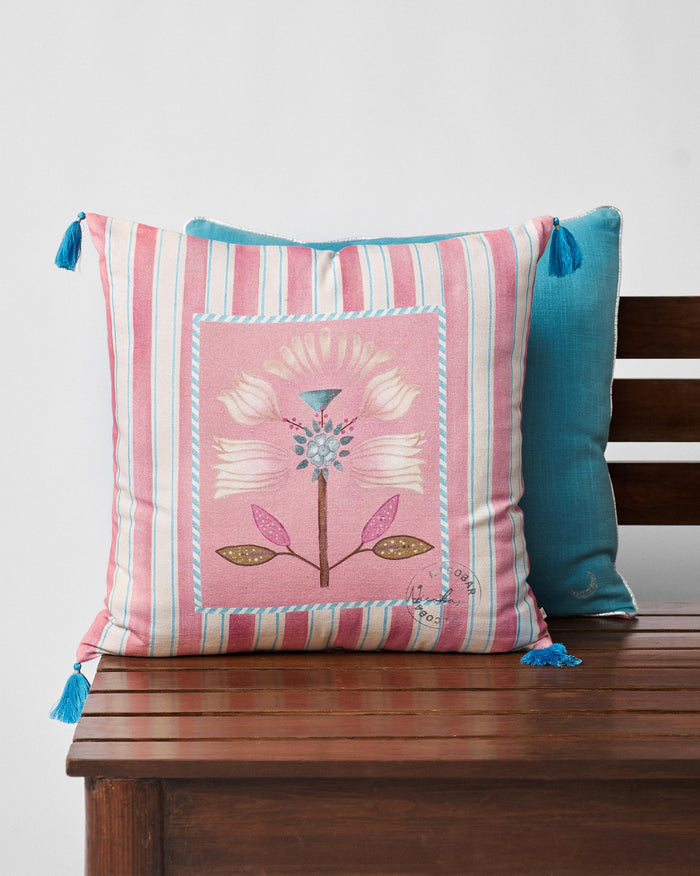Lotus Stripes Cushion Cover