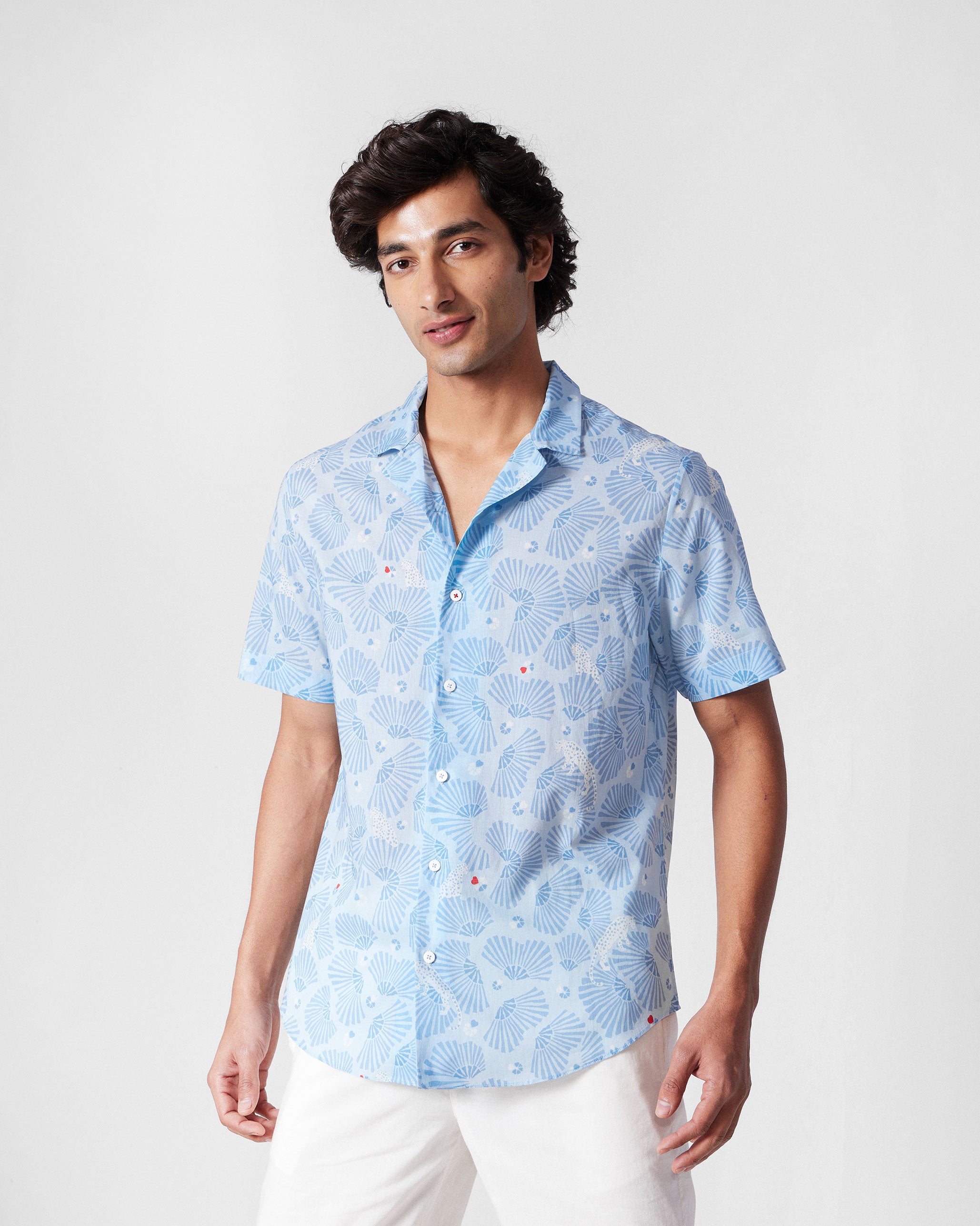 Mistari Shirt - Blue leopard print