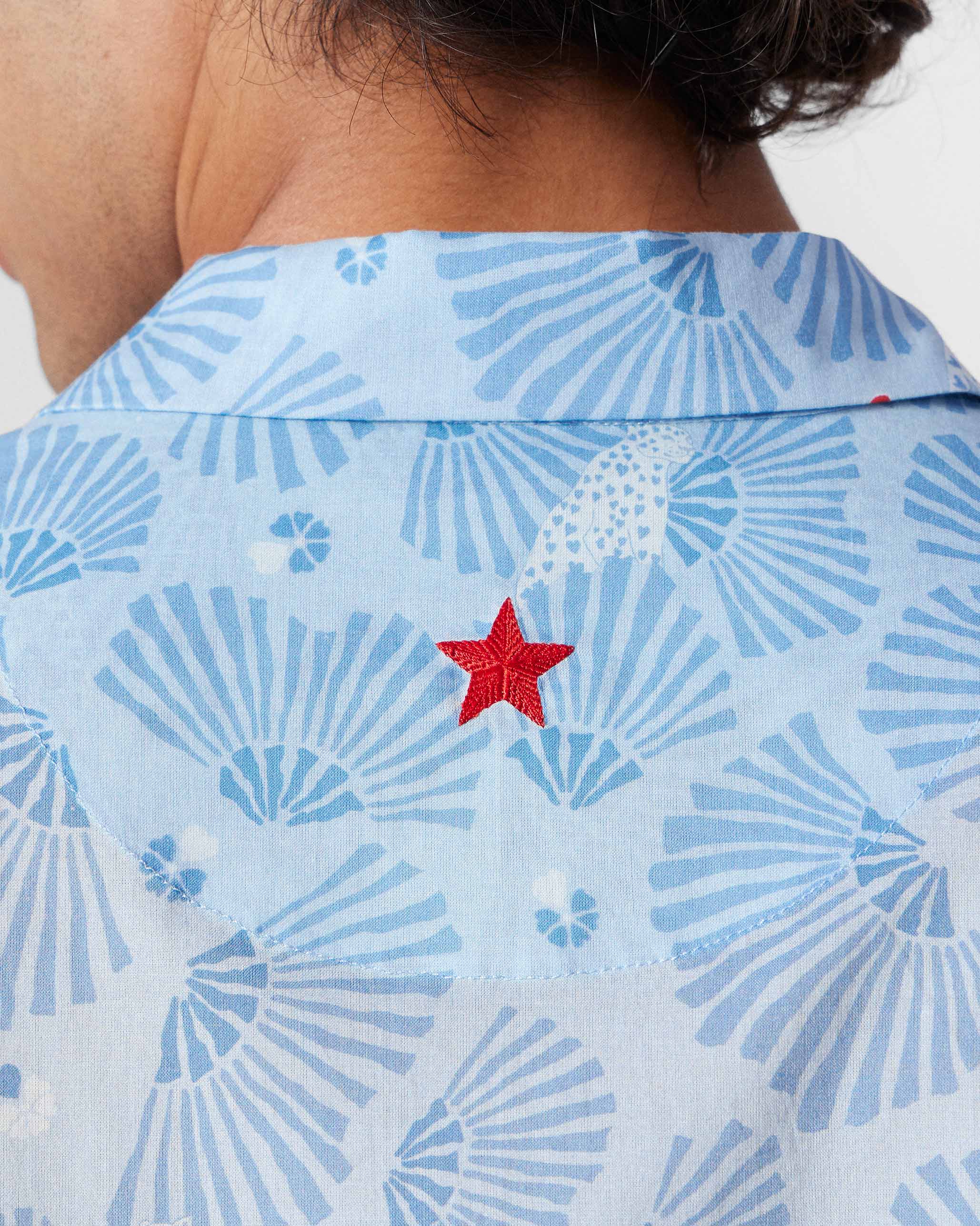 Mistari Shirt - Blue leopard print