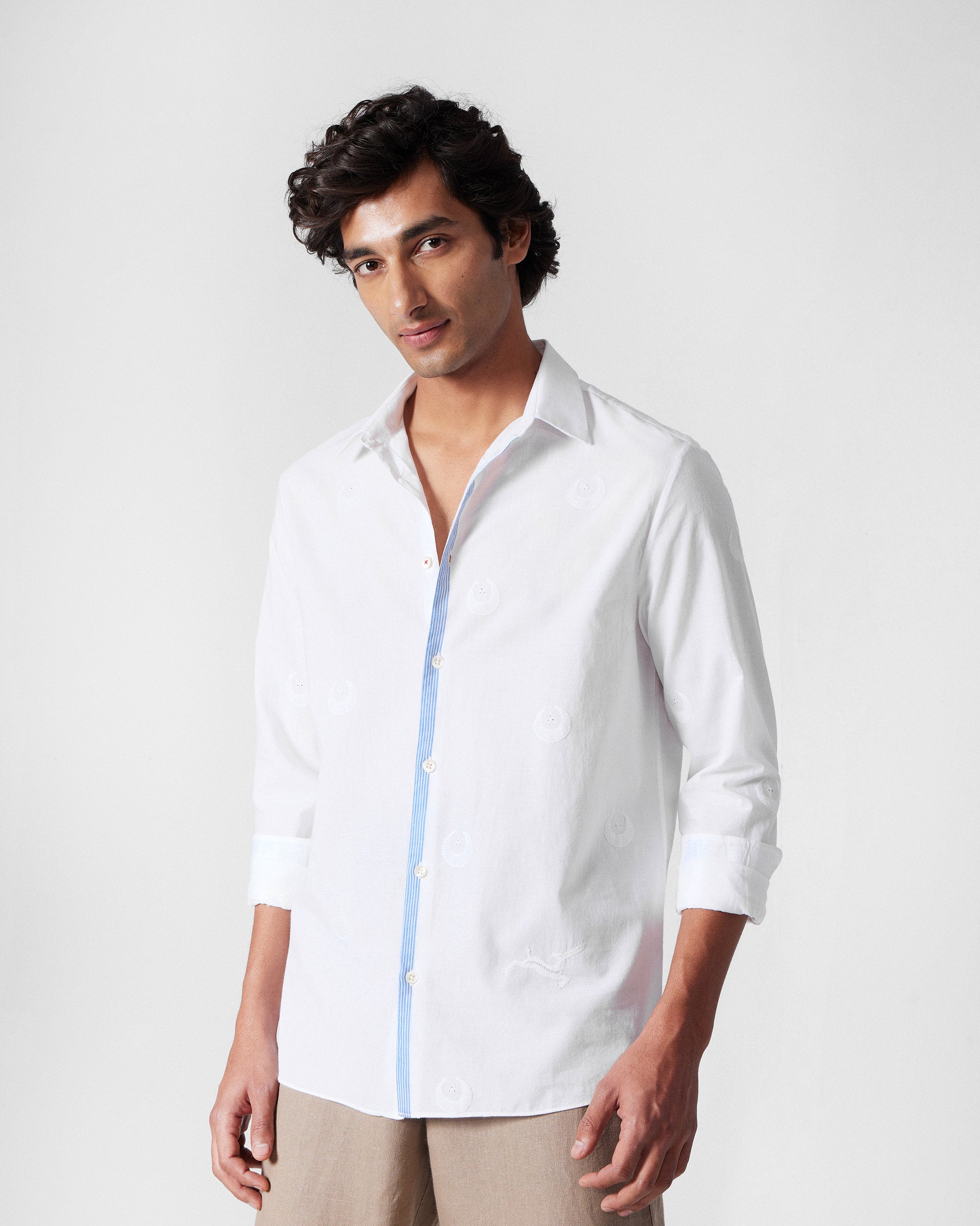 Basalt Shirt - White Embroidered