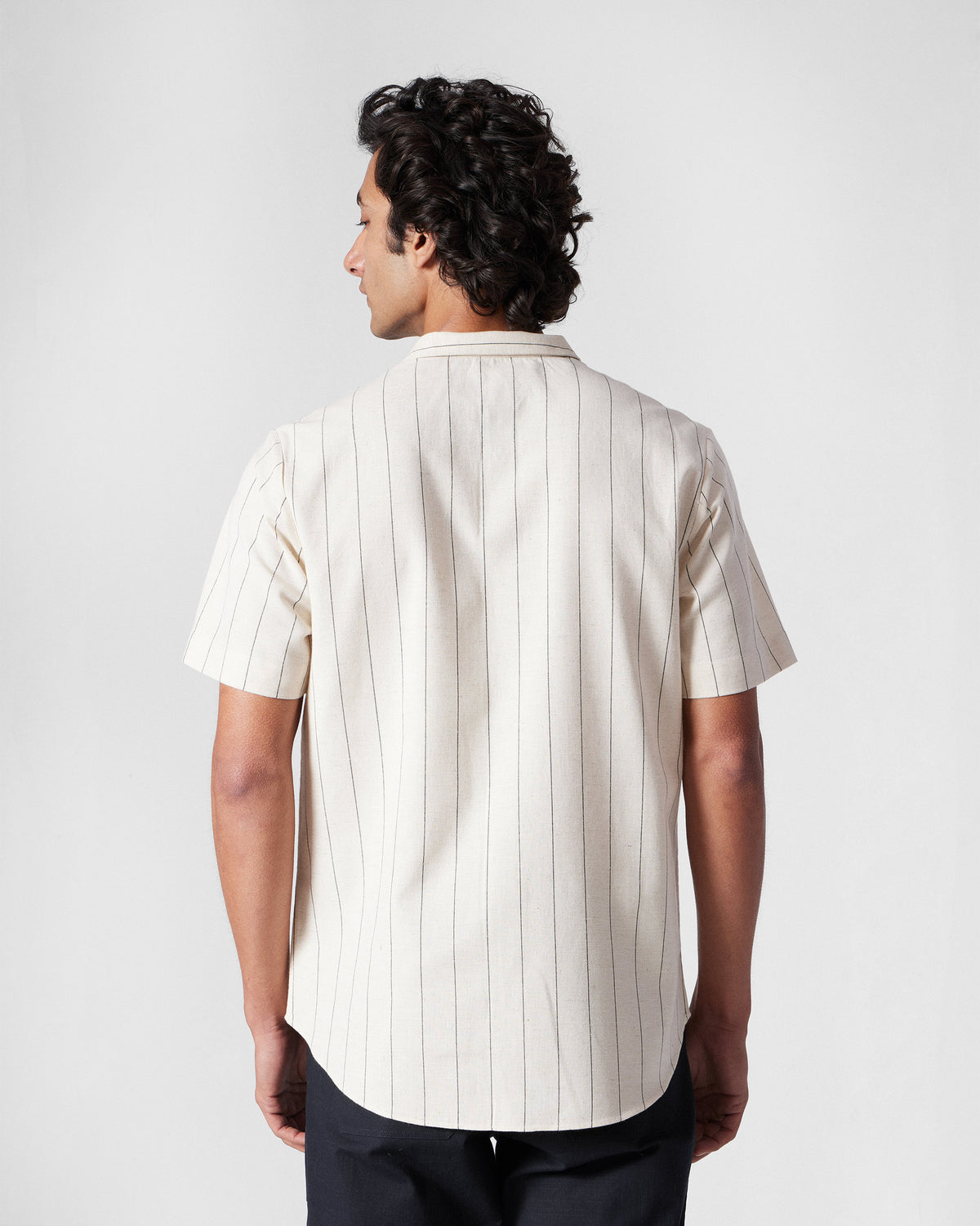 Riverine Shirt - Ivory & Charcoal Embroidered