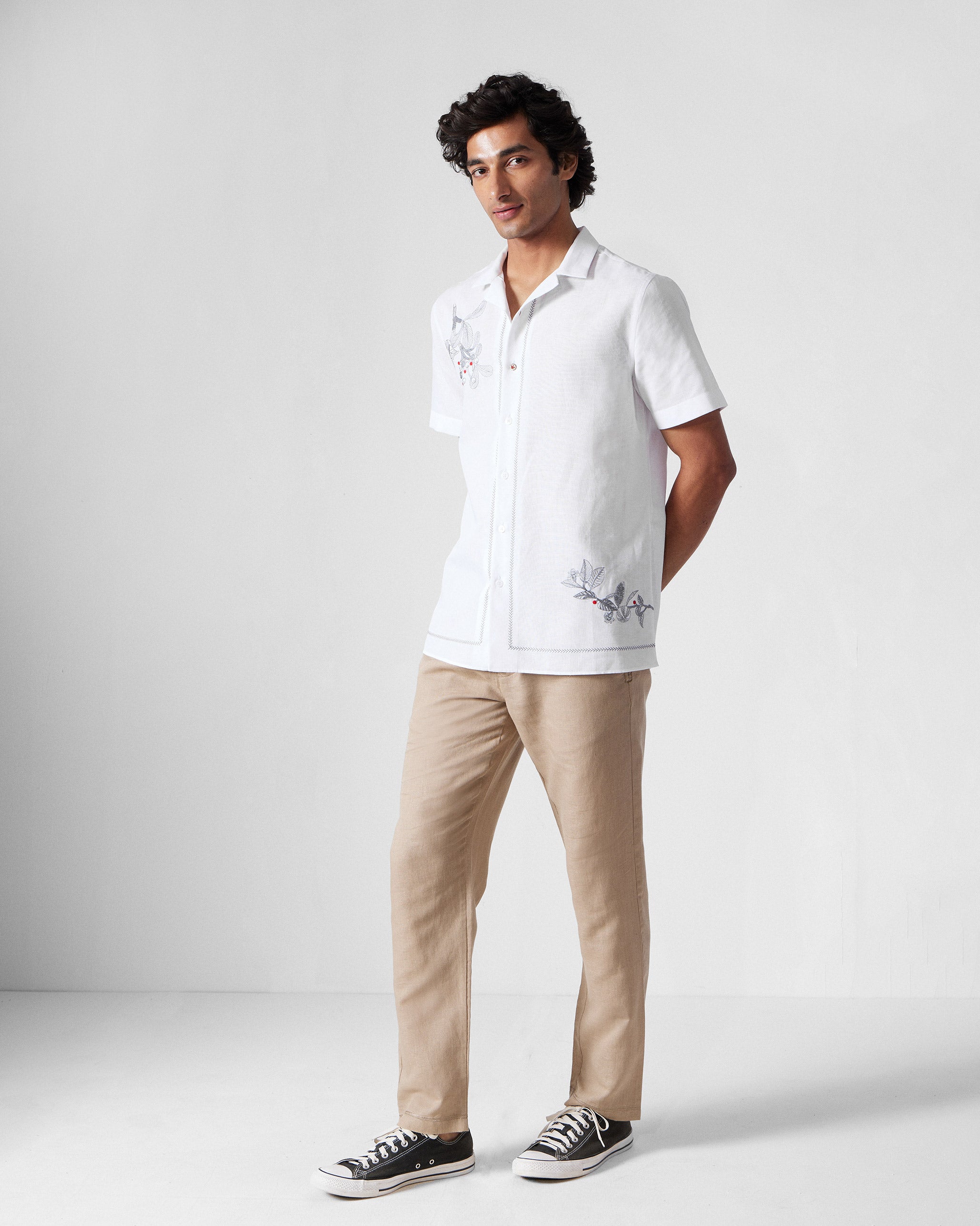 Delta Shirt - White Embroidered