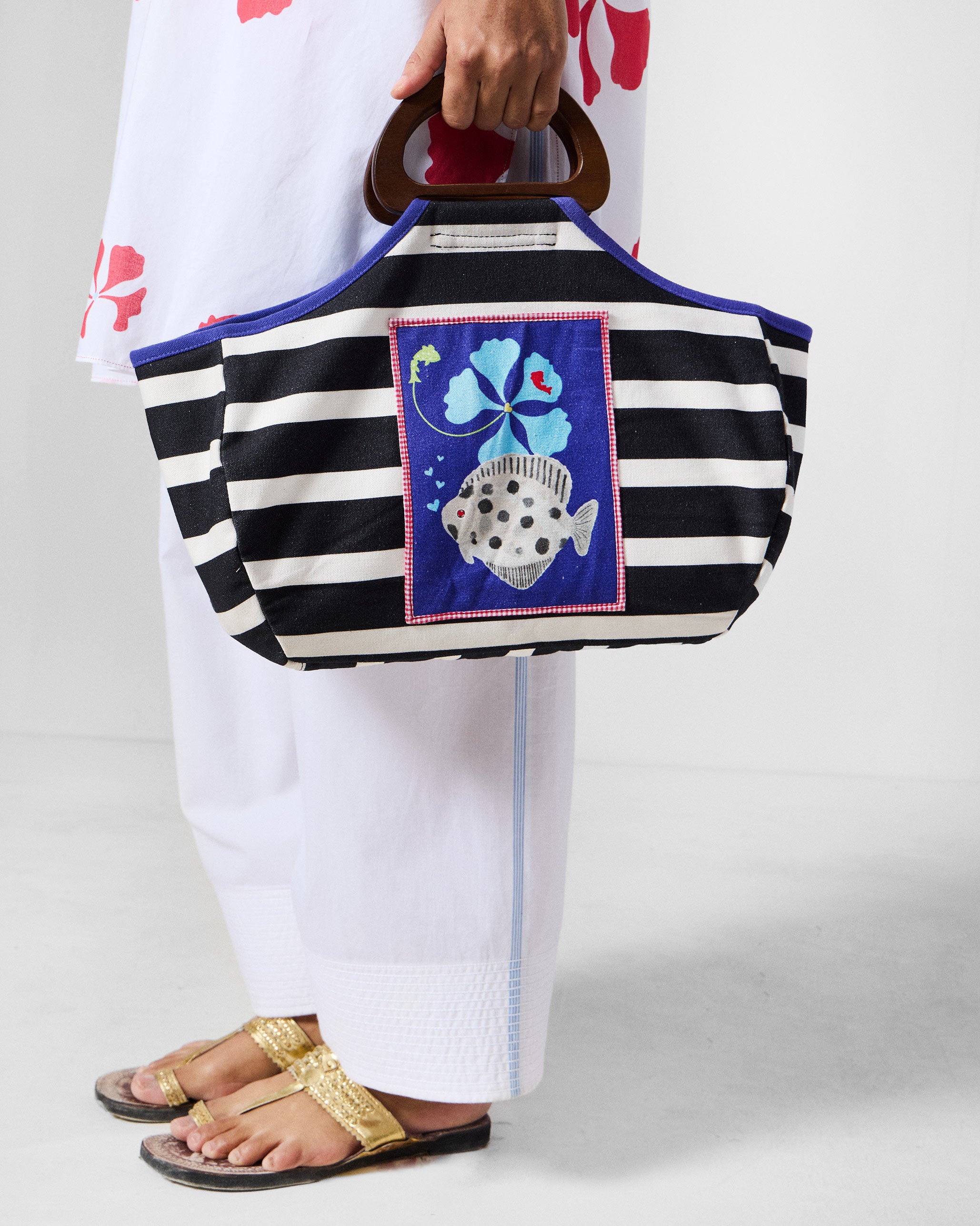 Fish Bowl Tote - Charcoal & Ivory