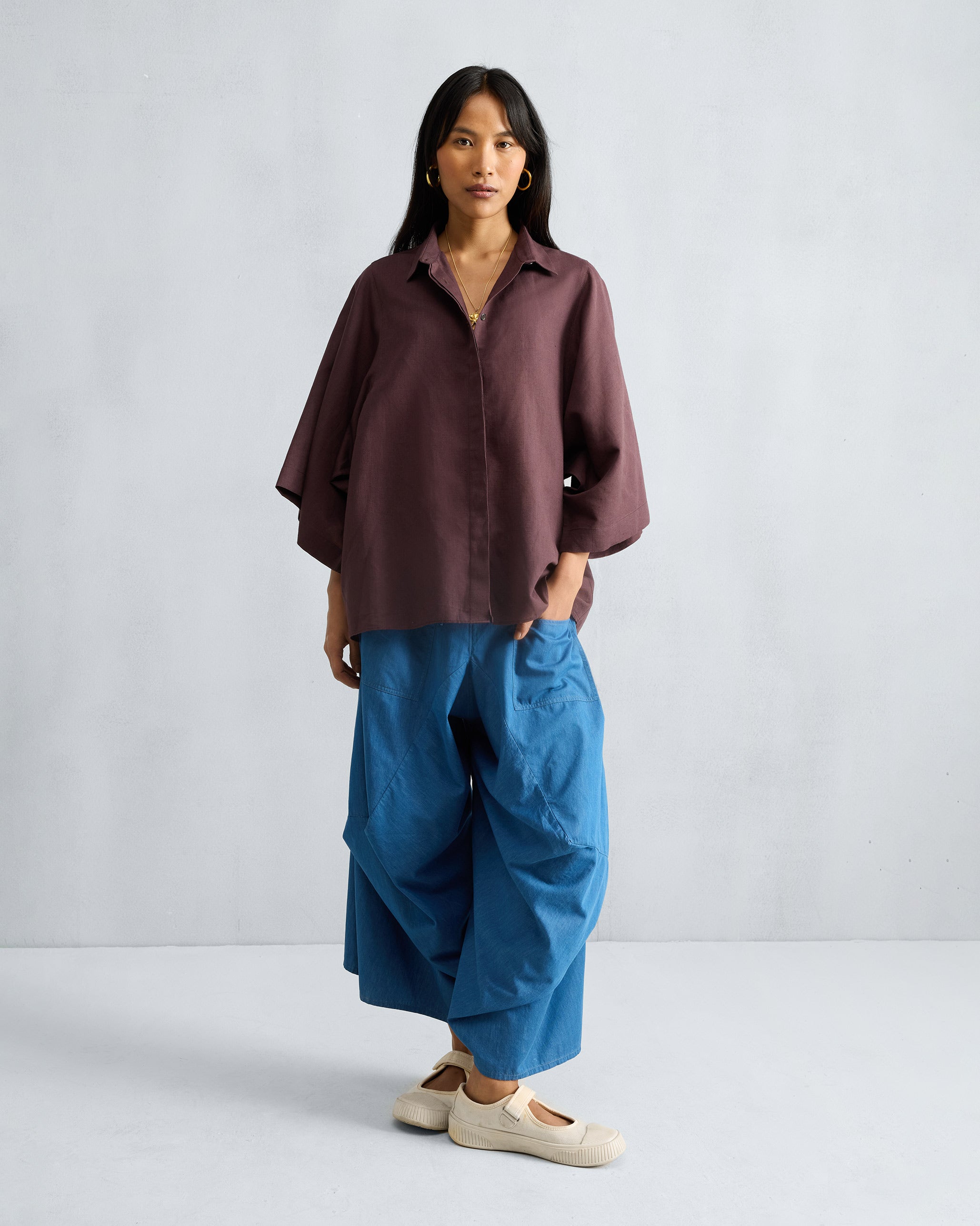 Drop Armhole Shirt - Chocolate Plum