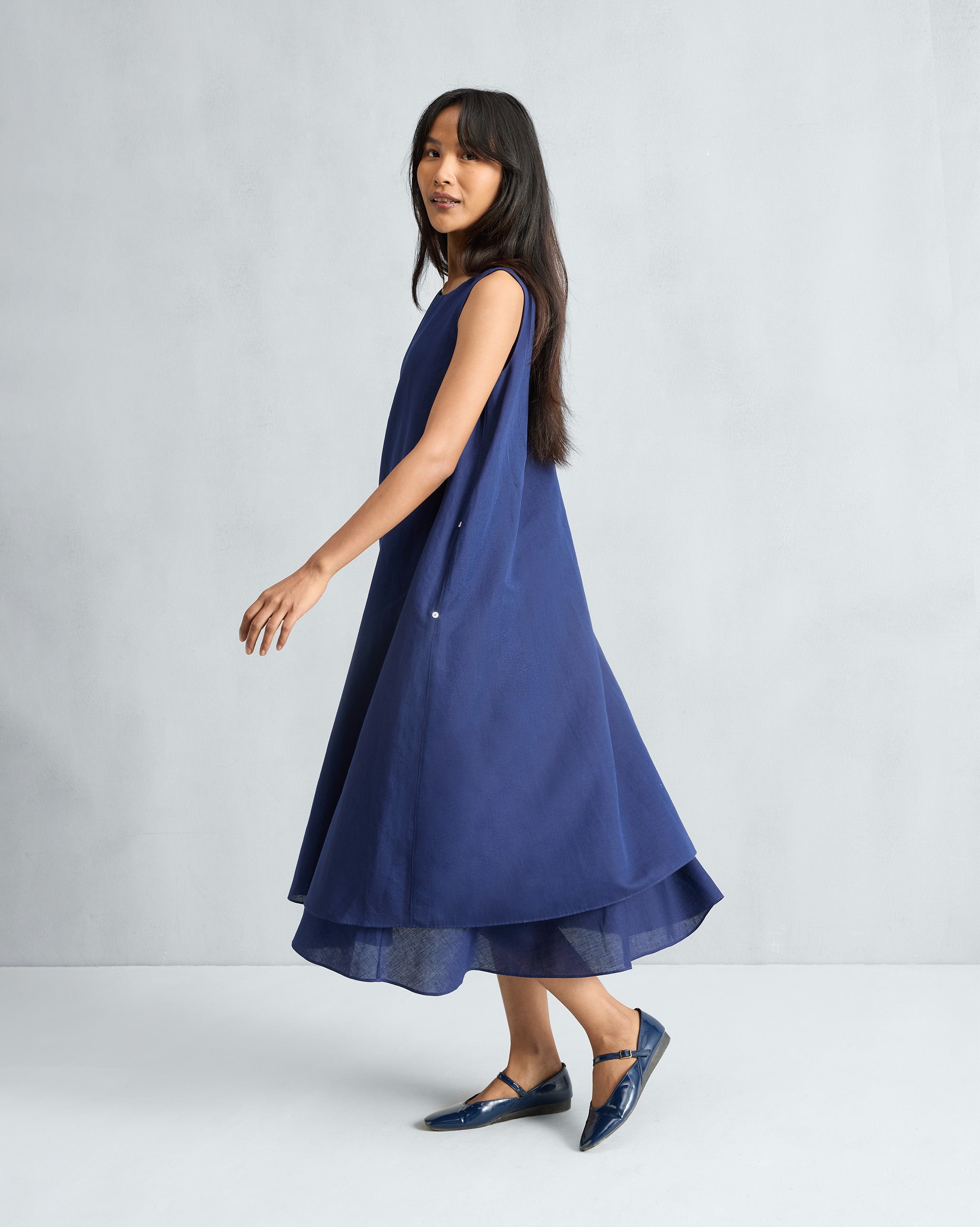 Double Layer Dress - Ink Blue