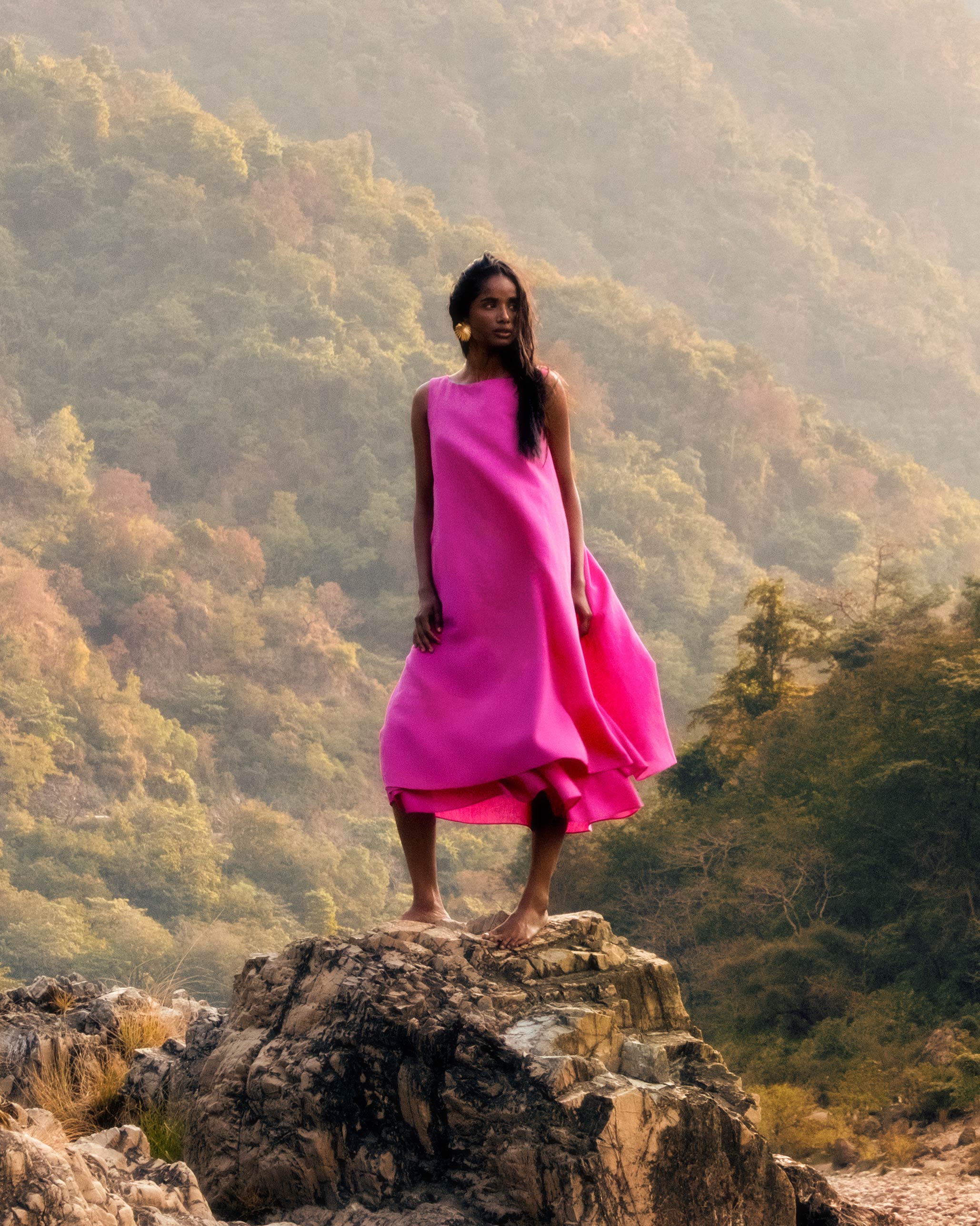 Double Layer Dress - Fuchsia