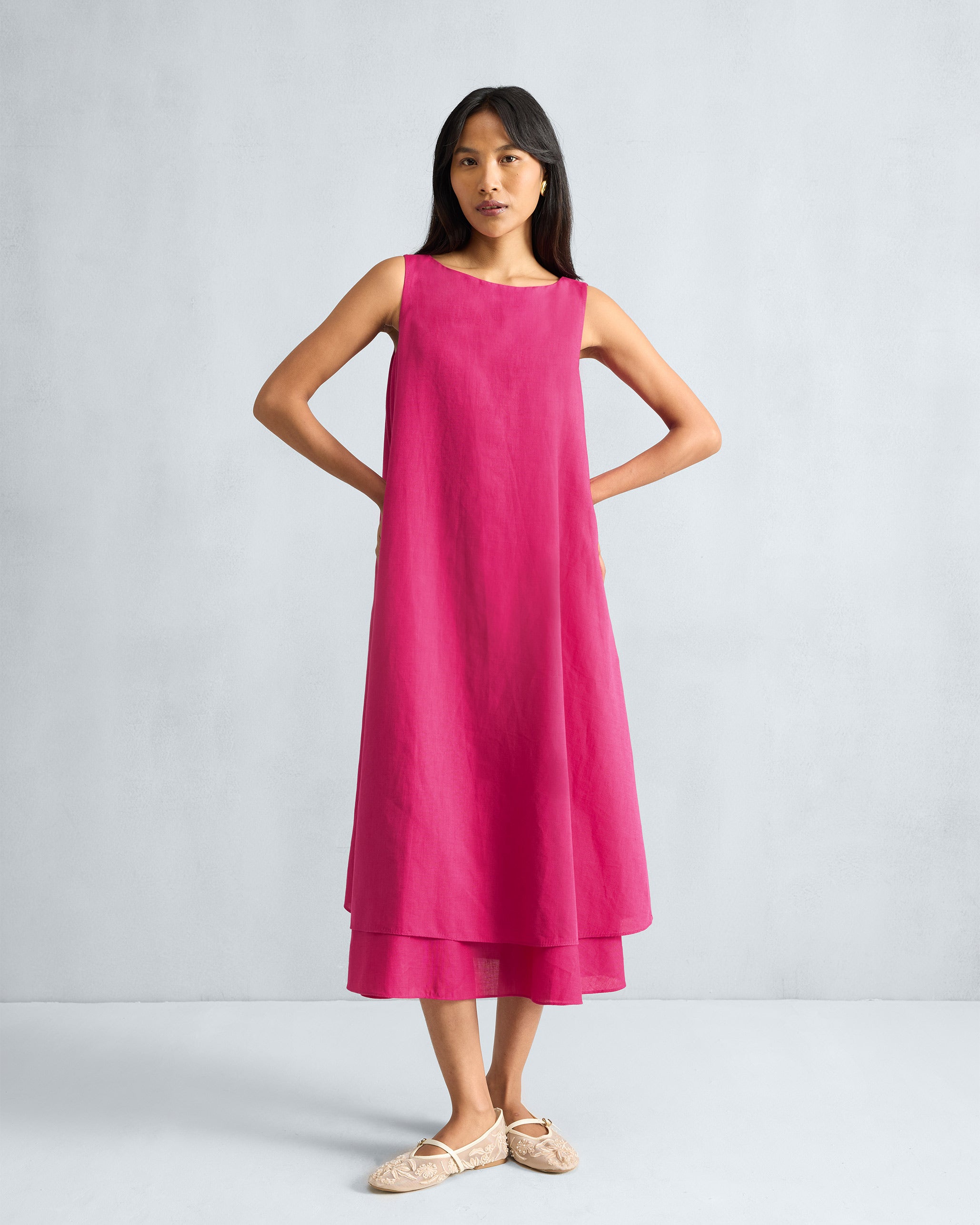 Double Layer Dress - Fuchsia