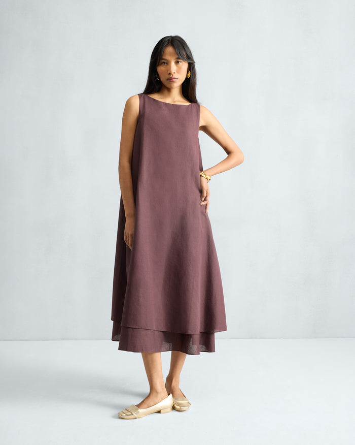 Double Layer Dress - Chocolate Plum