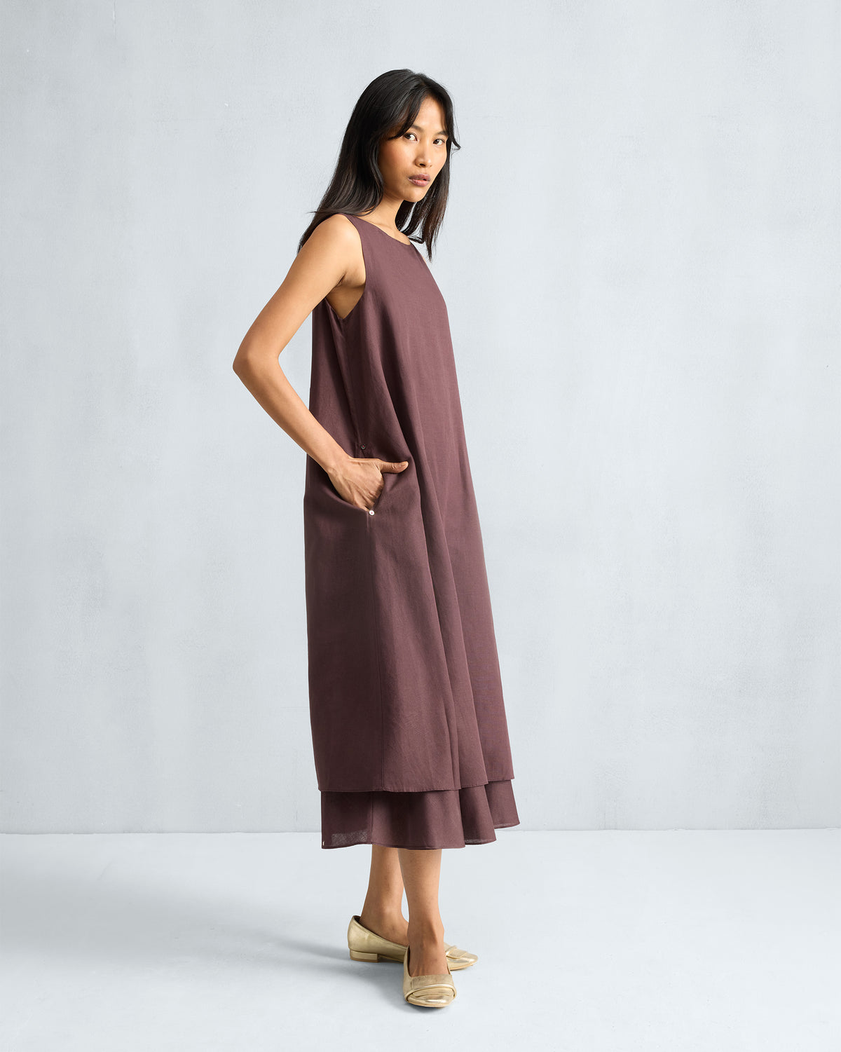 Double Layer Dress - Chocolate Plum thumbnail 3