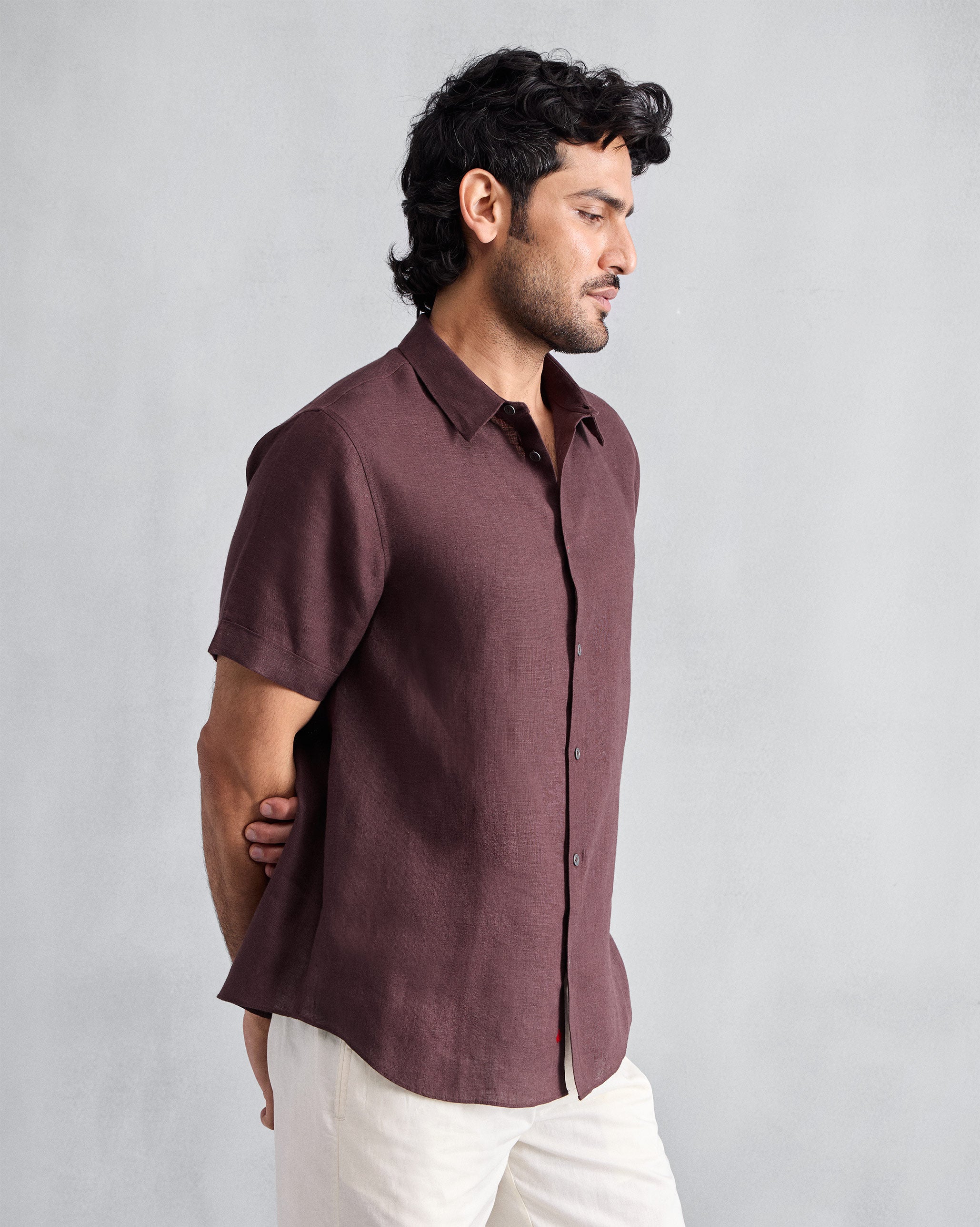 Half Sleeve Shirt - Chocolate Plum