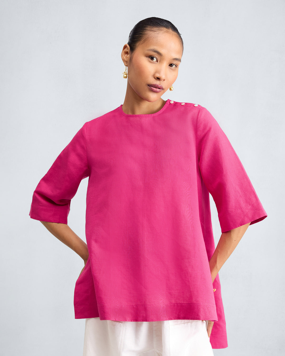 High Slit Top - Fuchsia