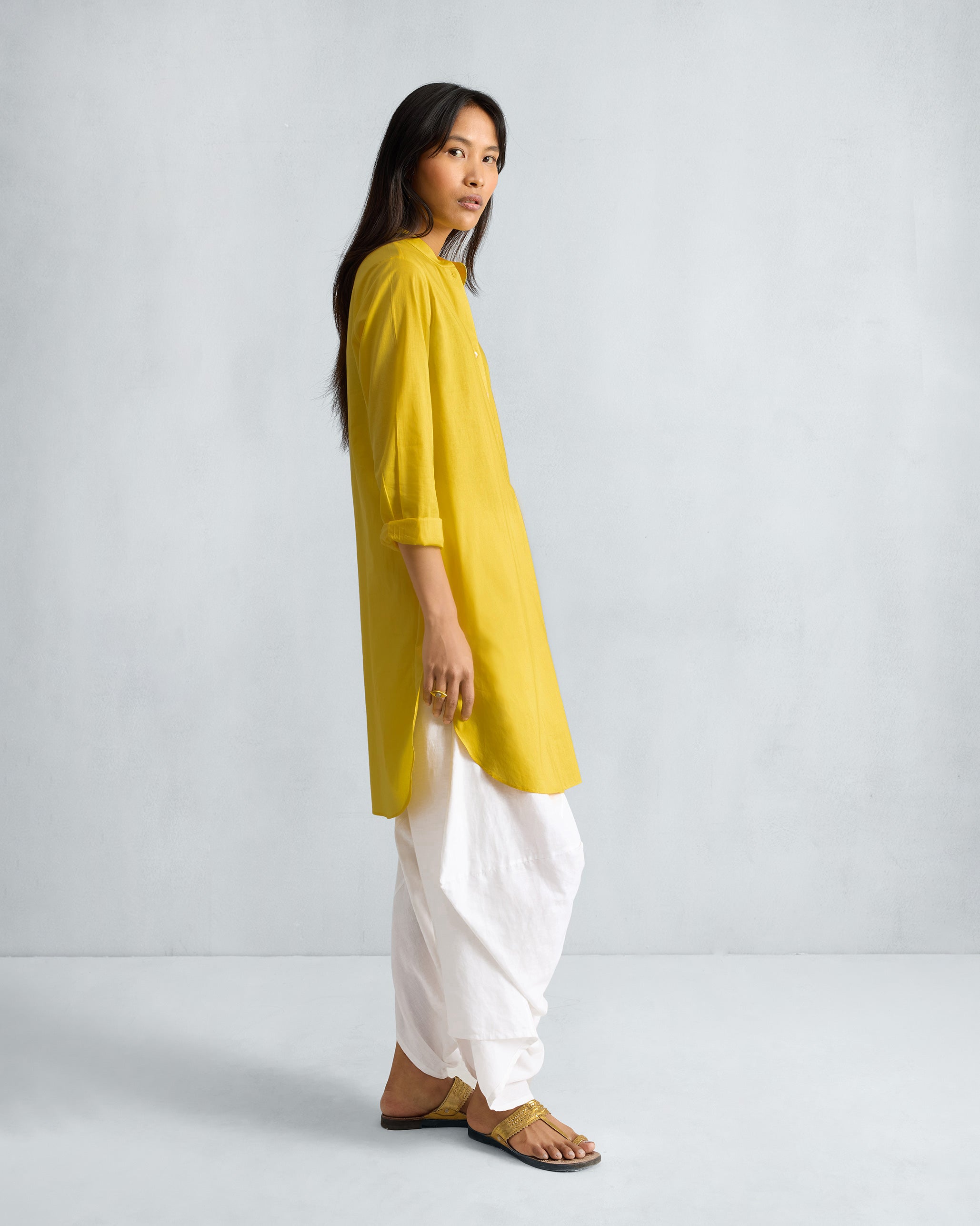 Basic Mid Length Kurta - Yellow