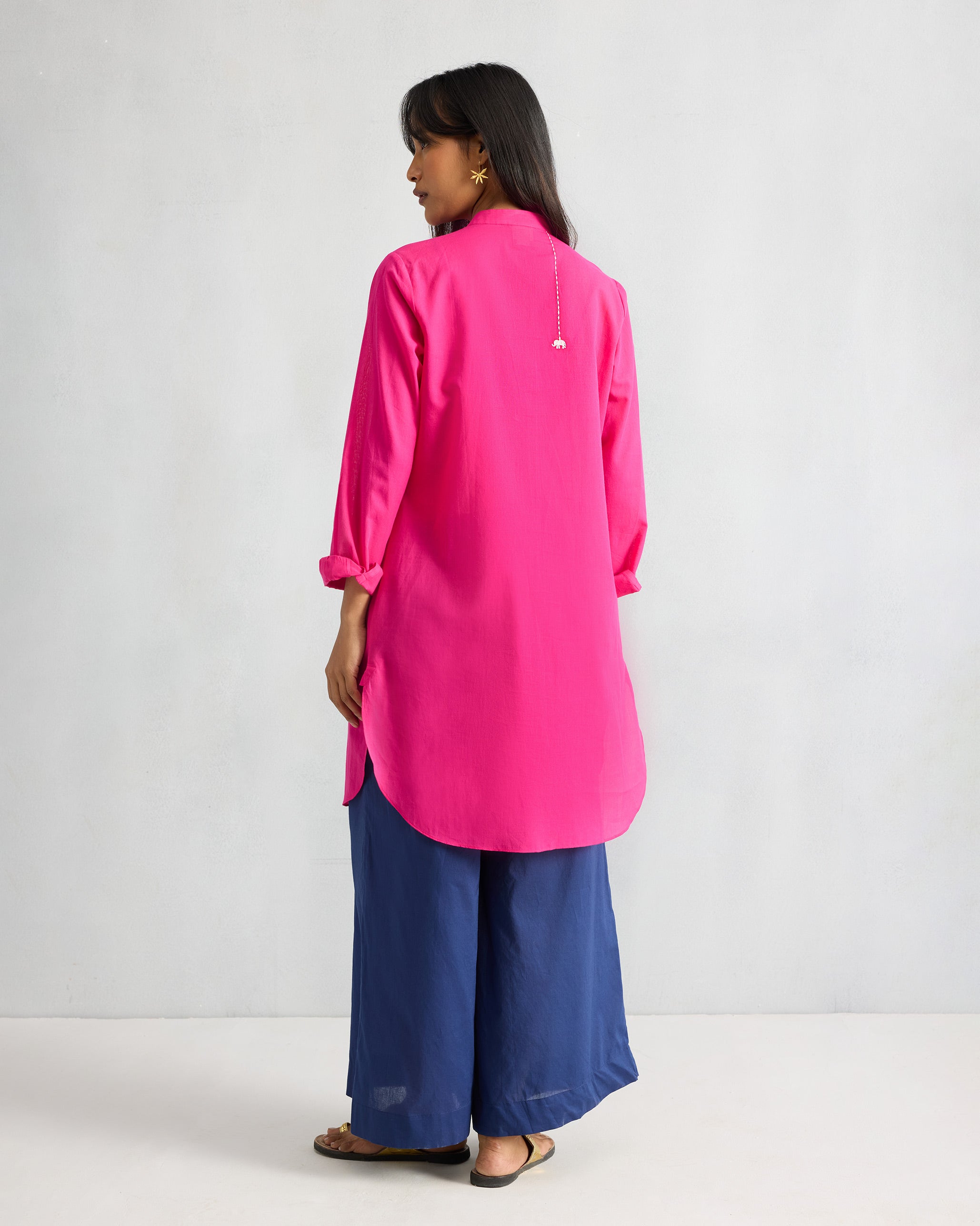 Basic Mid Length Kurta - Fuchsia