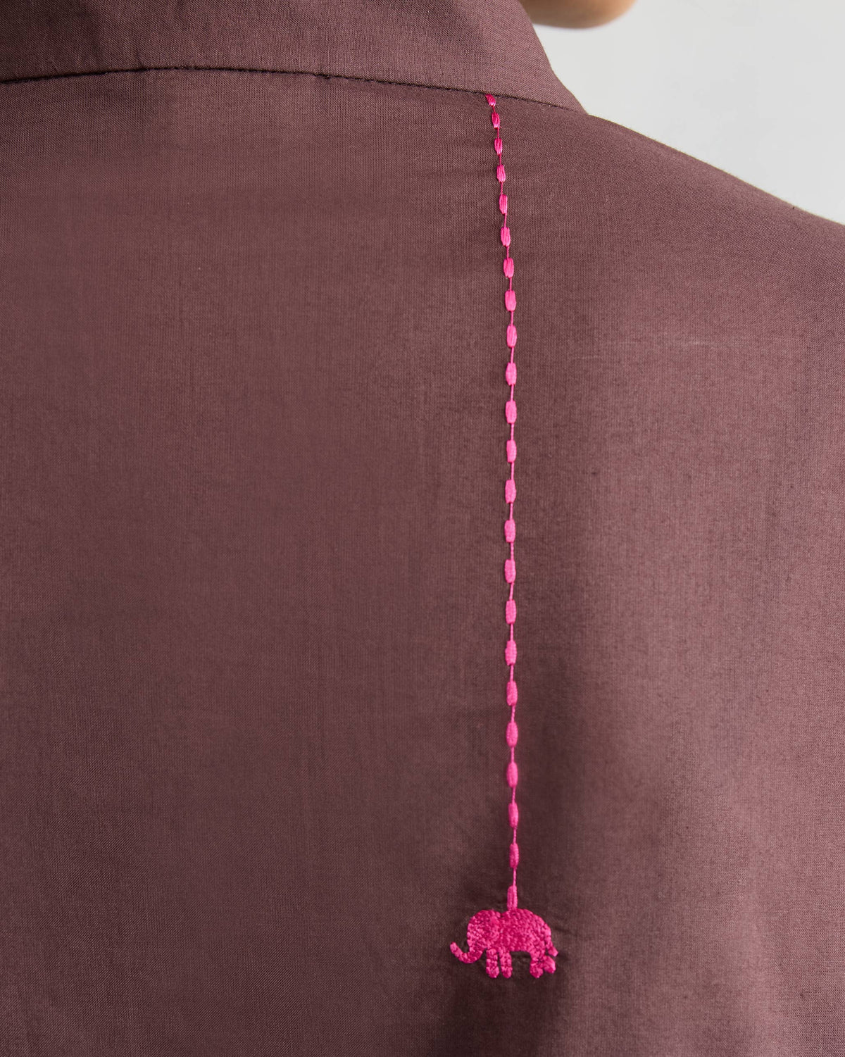 Basic Mid Length Kurta - Chocolate Plum thumbnail 5