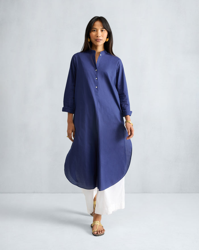 Basic Long Kurta - Ink Blue