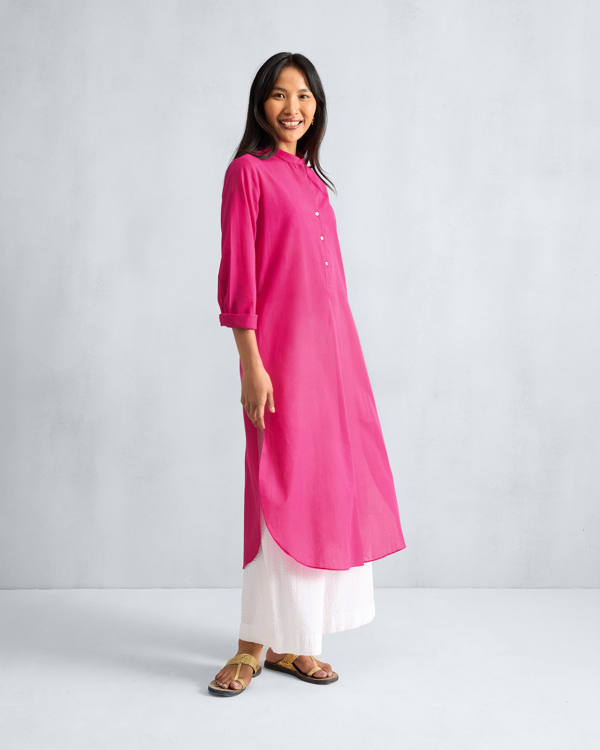 Basic Long Kurta - Fuchsia