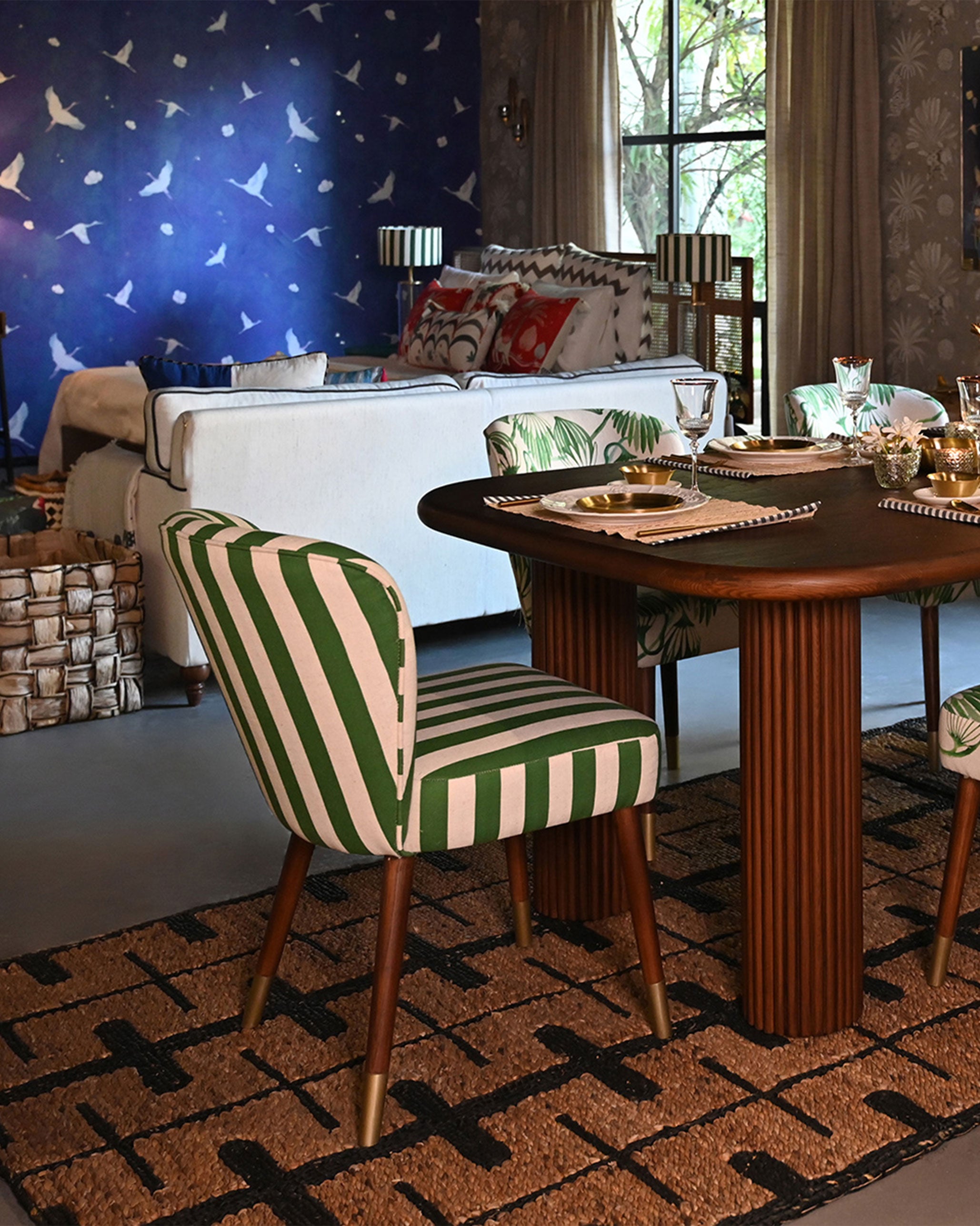 Rain Dining Chair - Green Stripes - THOT x Nico Sanctuary