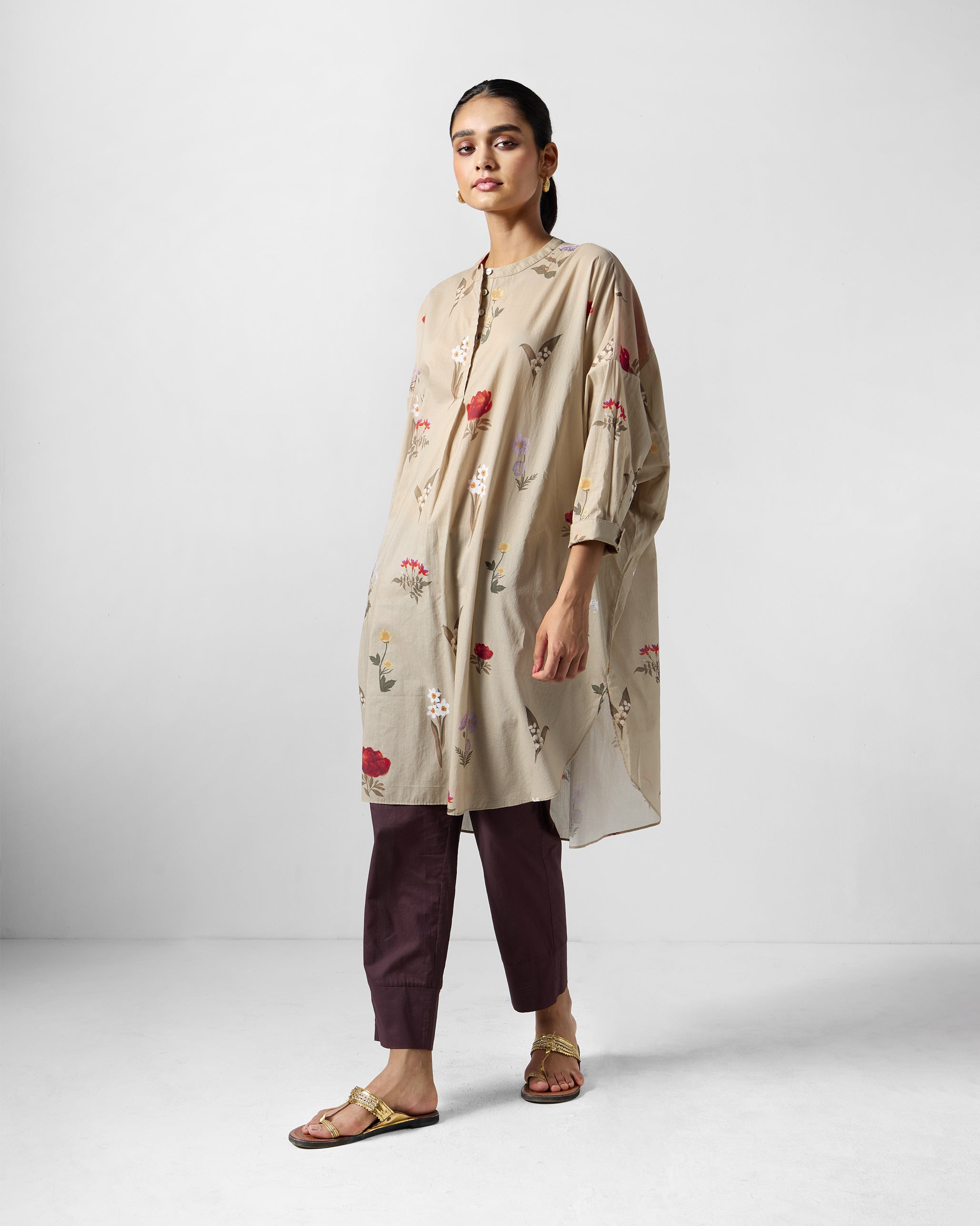 Lazy Sunday Tunic - Beige Printed