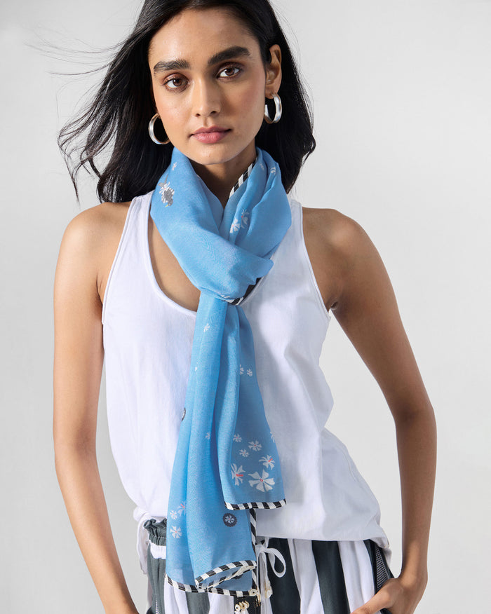 Parijat Scarf - Ice Blue