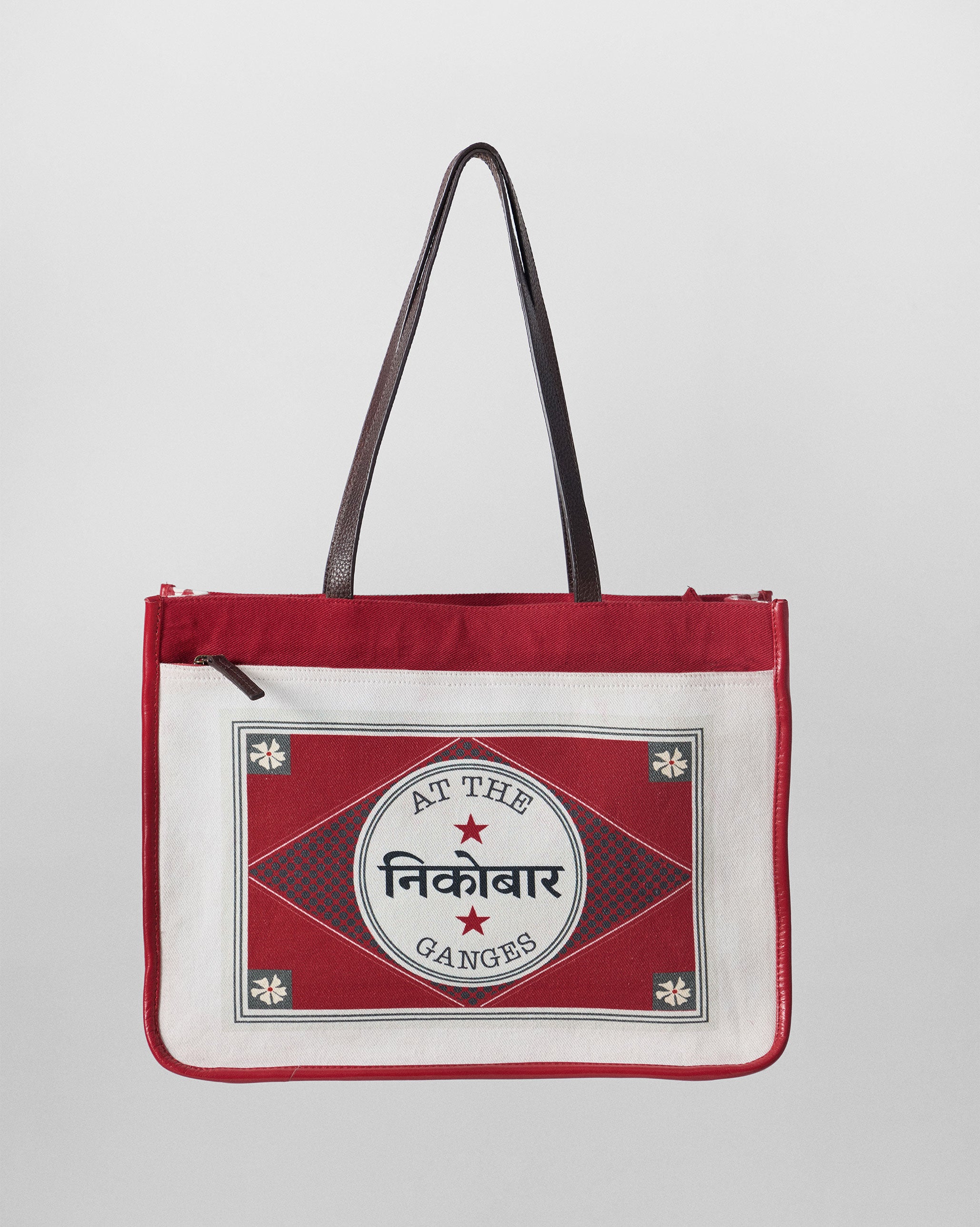 Ganges Tote - Ivory & Red
