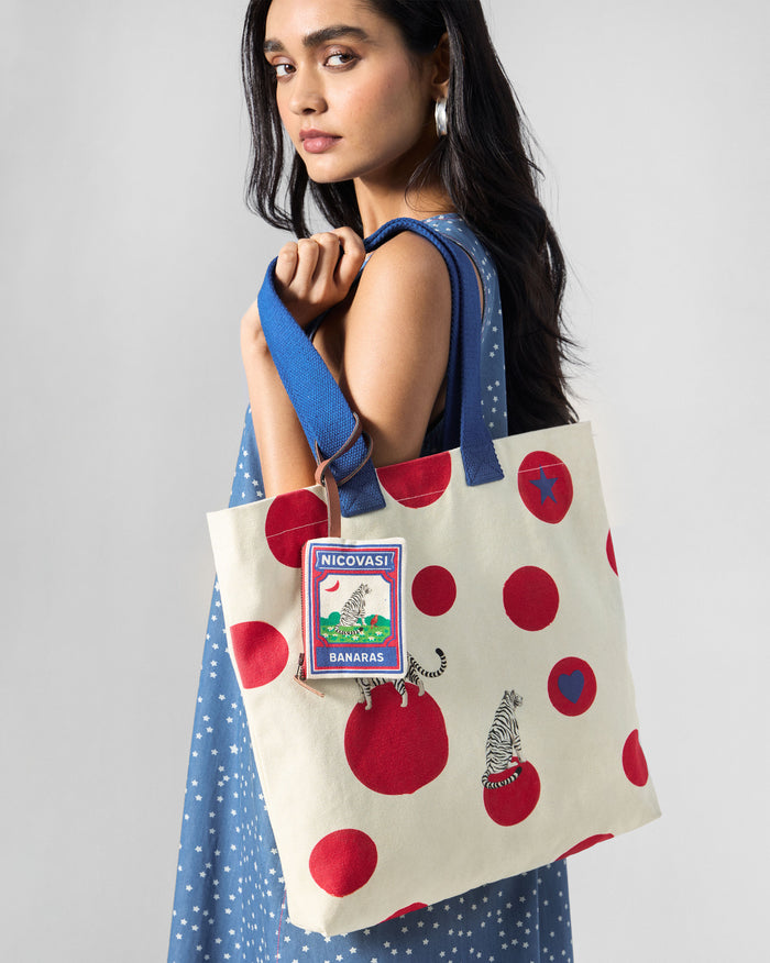 Bagan Polka Tote - Ivory & Red