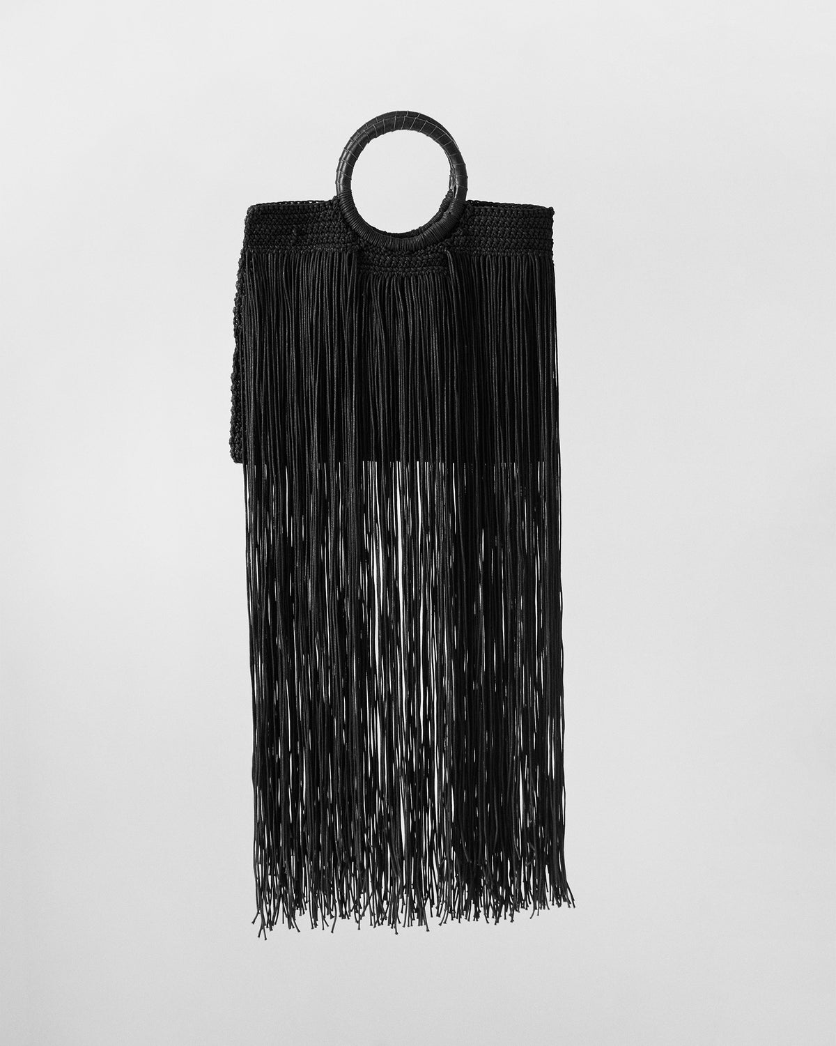 Braided Fringe Bag - Black