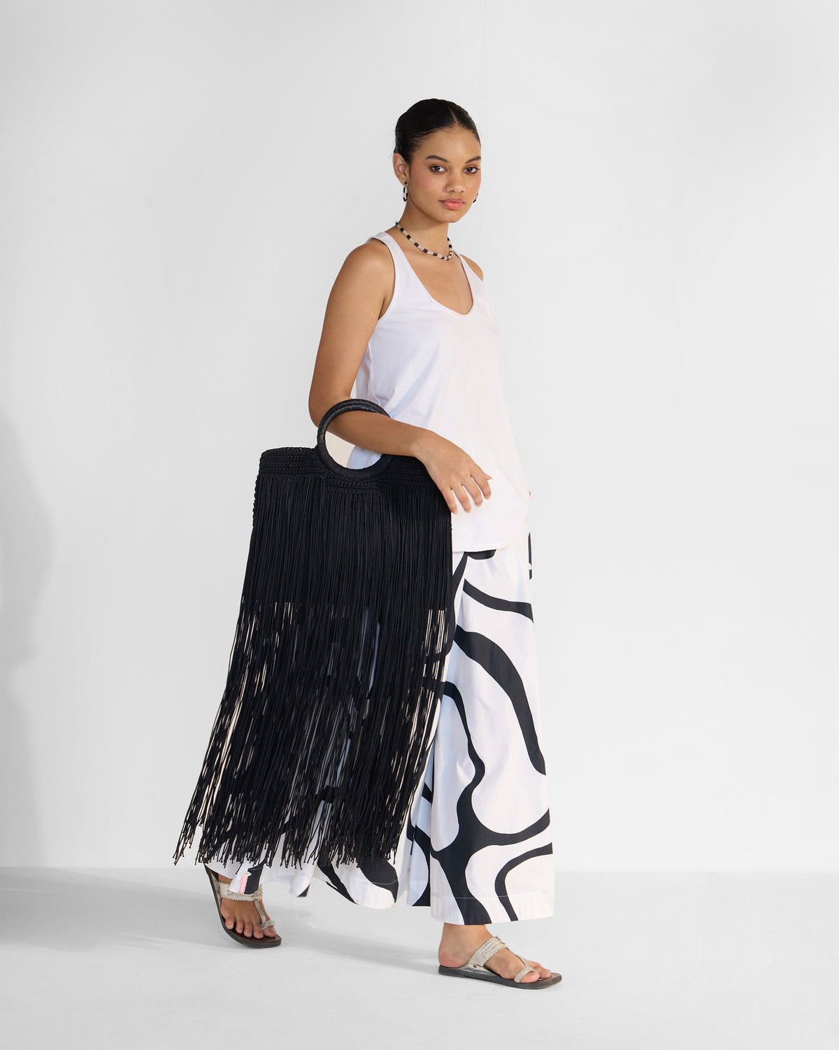 Braided Fringe Bag - Black