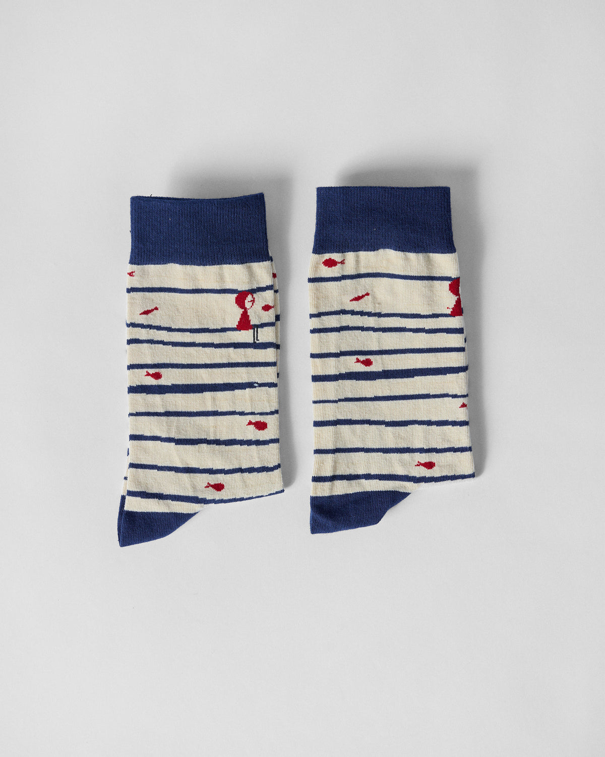 Go Fish Socks - Ivory & Riverside Blue