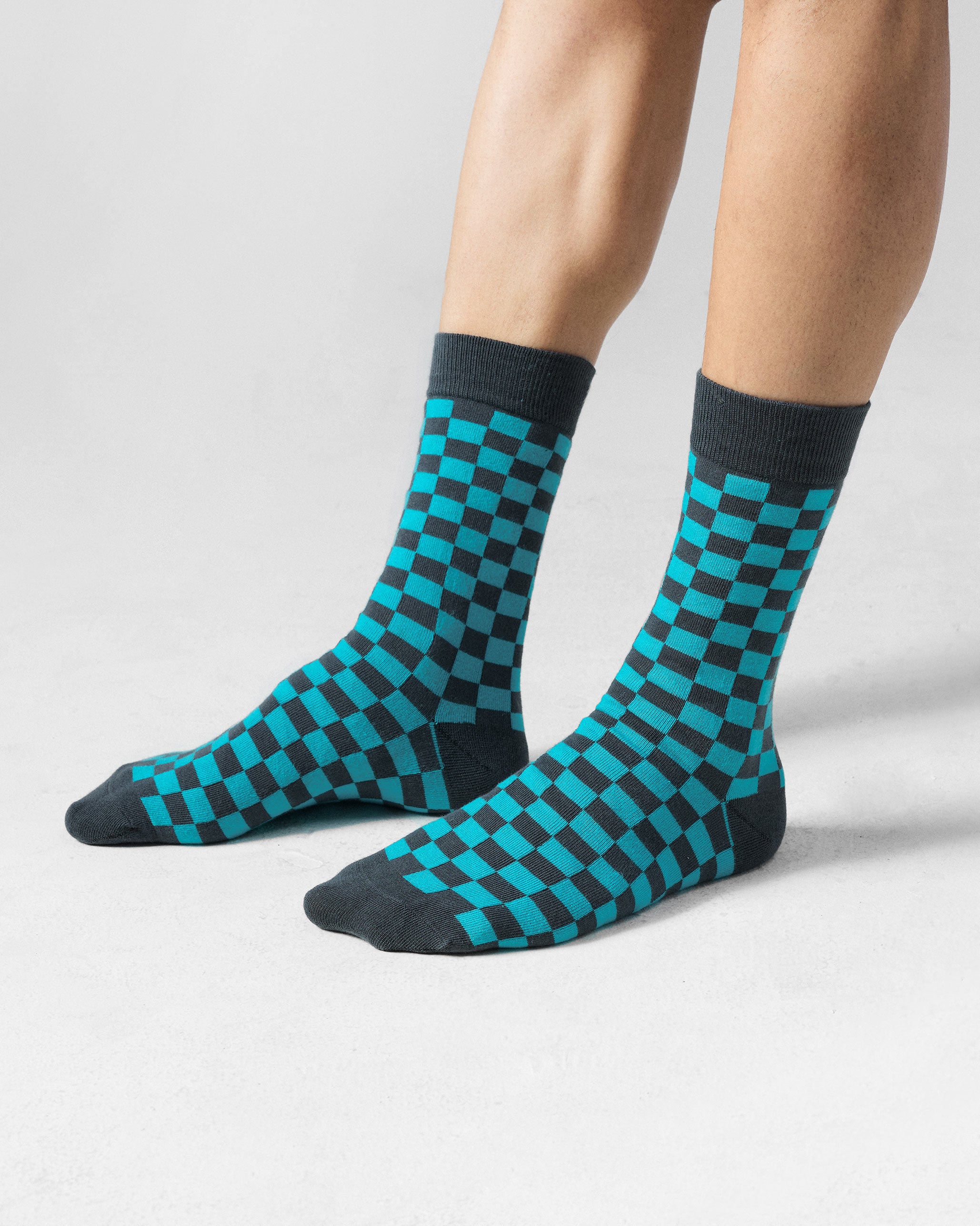 Men's Tile Pop Socks - Ice Blue & Charcoal