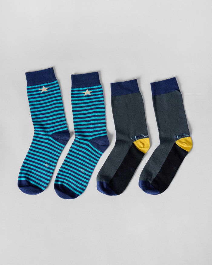 Men's Stride Socks - Charcoal & Riverside Blue