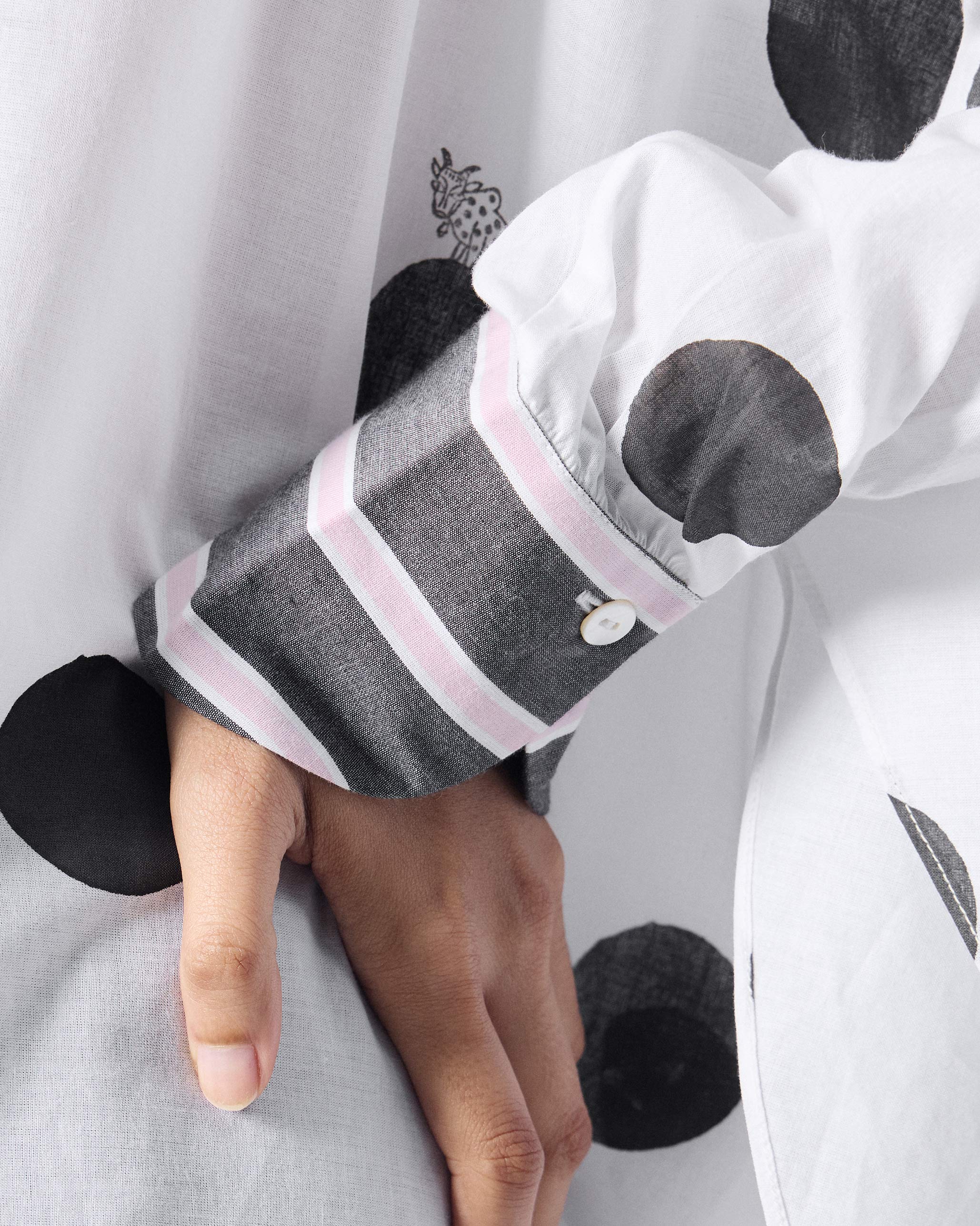 Billow Top - White & Black Printed