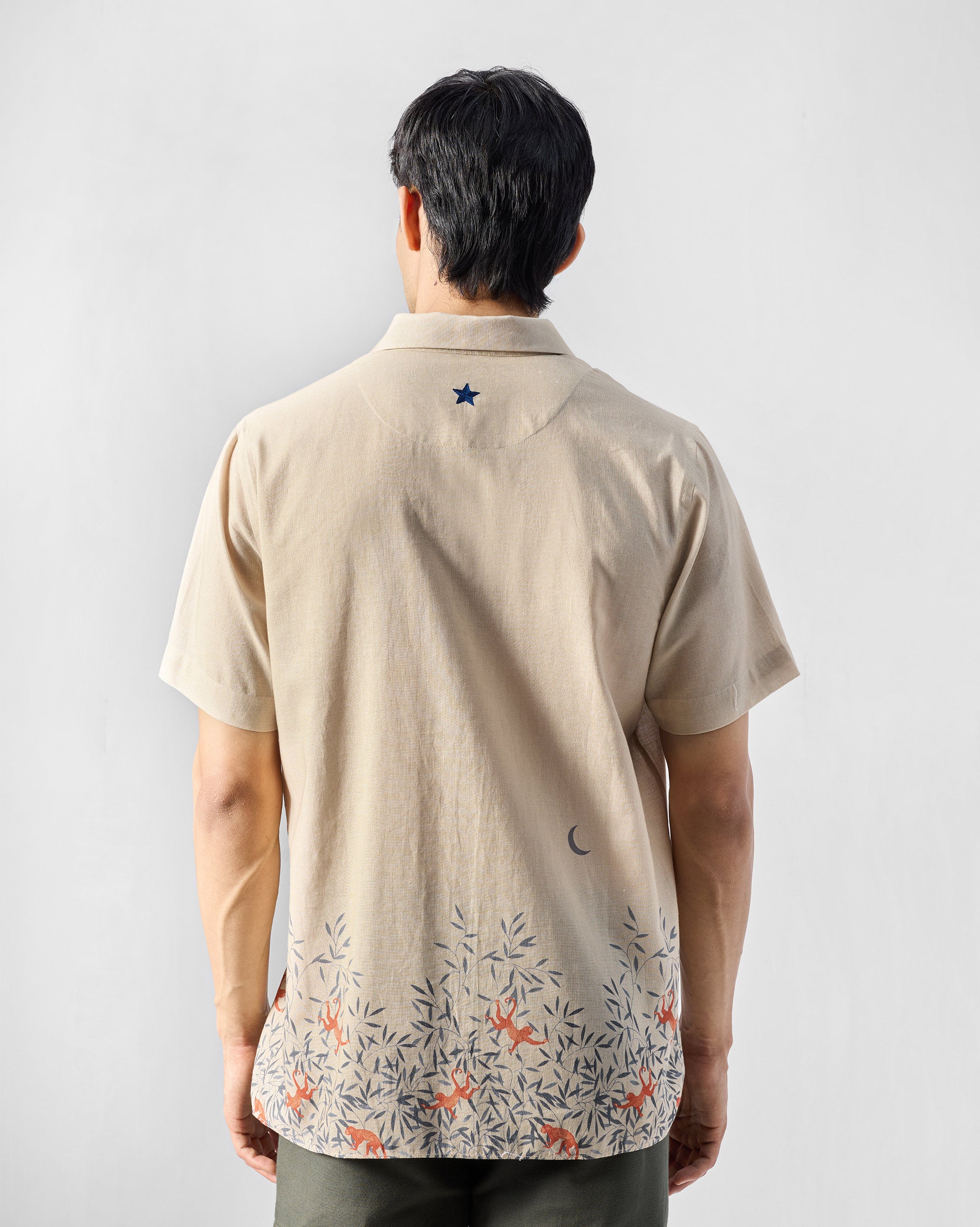 Delta Shirt - Beige & Green Printed