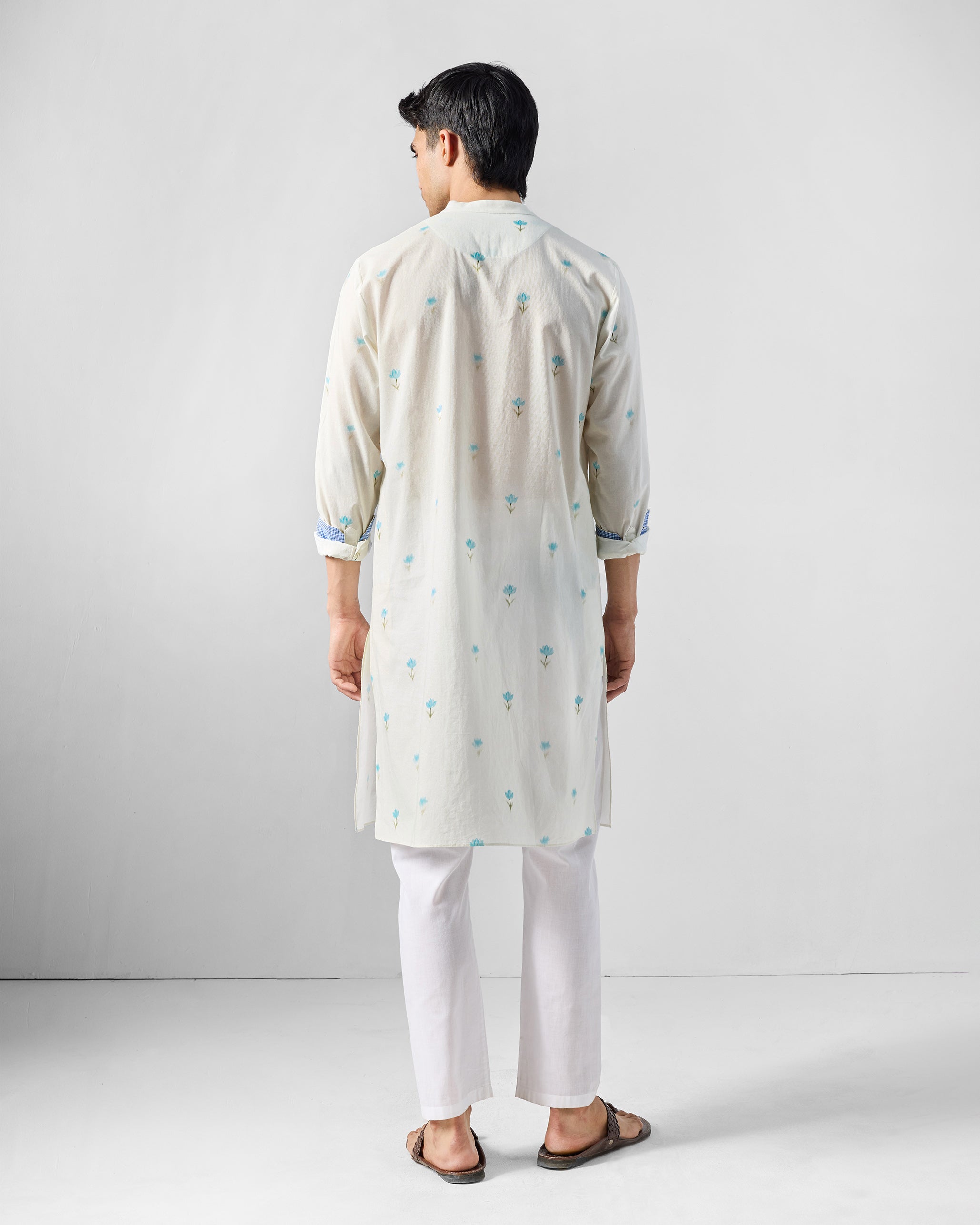 Astral Kurta - Ivory & Light Blue Printed