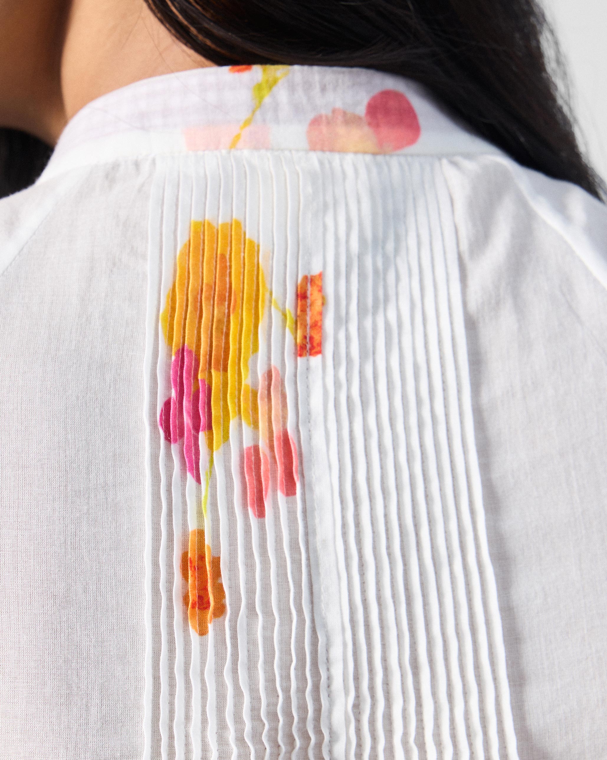 Flutter Blouse - Ivory & Pink Printed