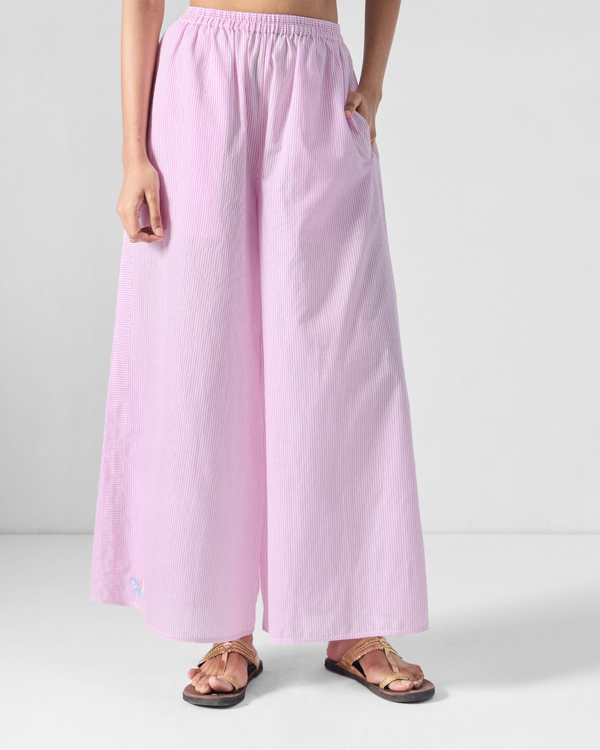 Ceylon Pants - Pink & White Stripes