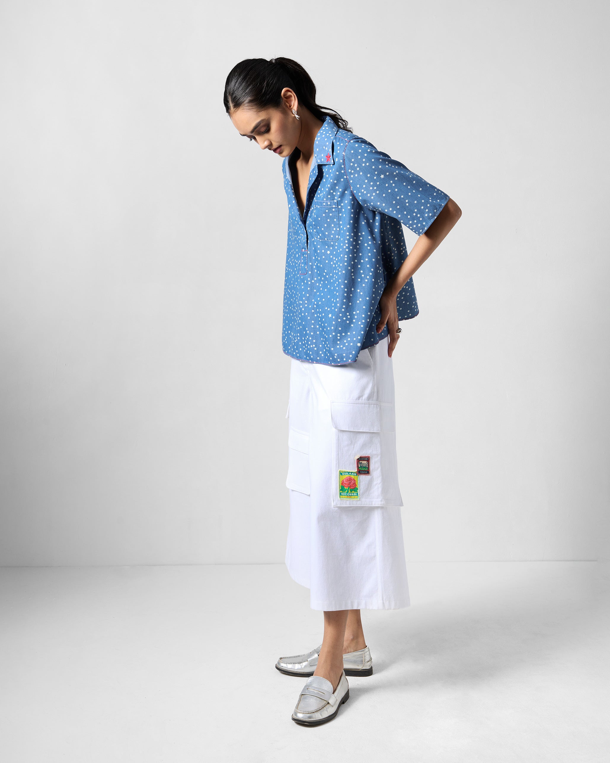 Swing Top - Blue & White Printed