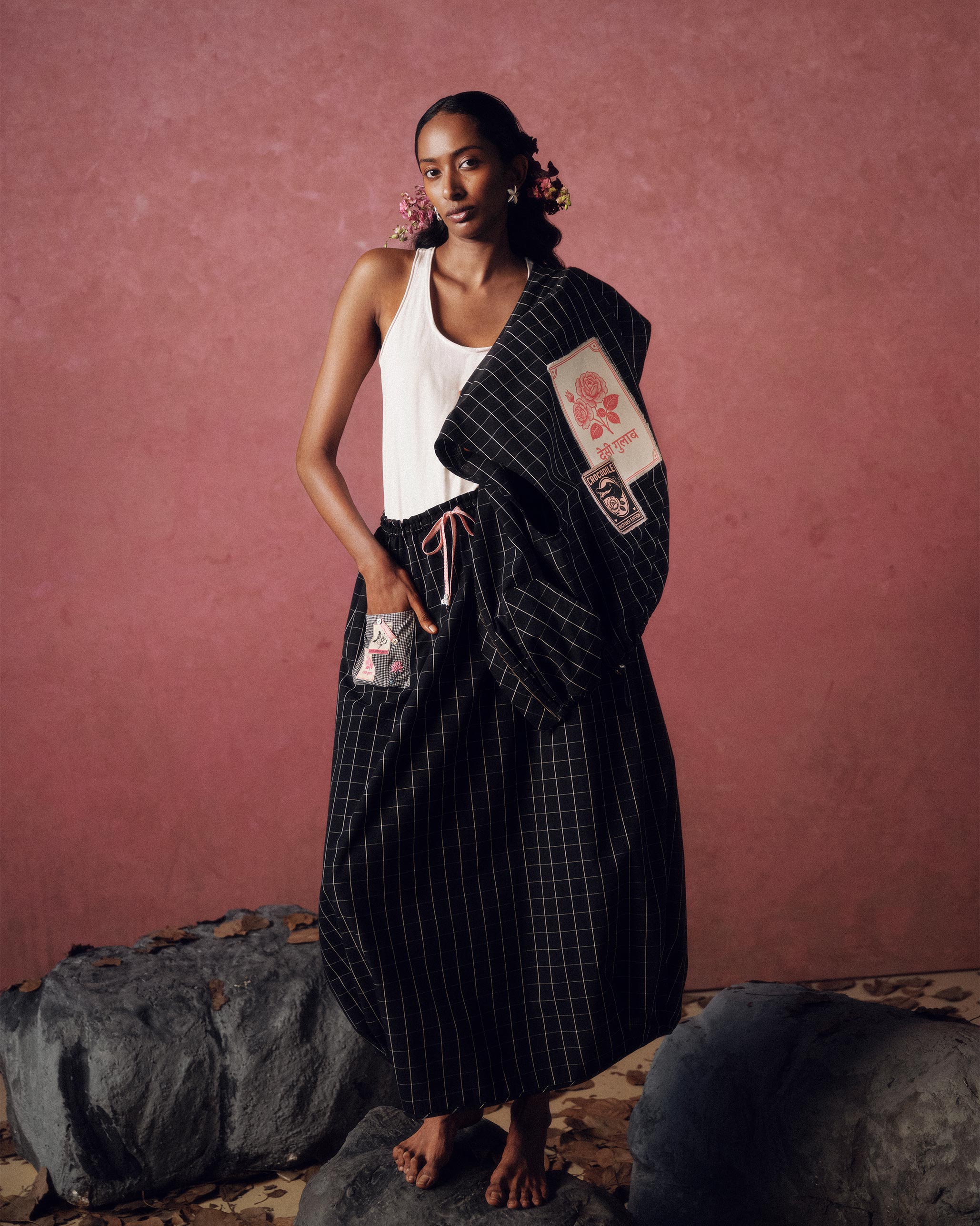 Renai Top - Black & White Checks