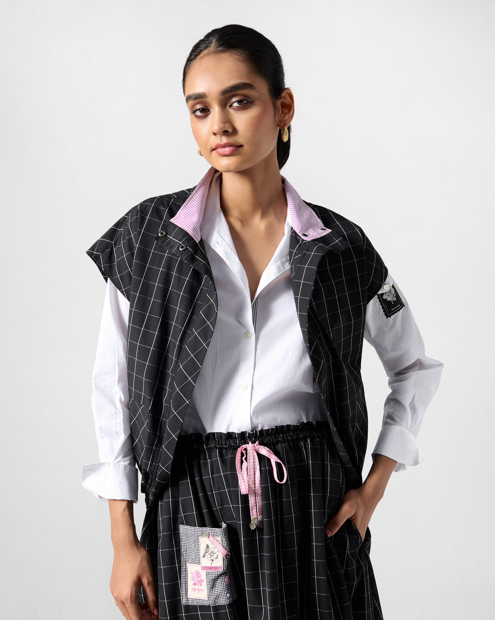 Renai Top - Black & White Checks