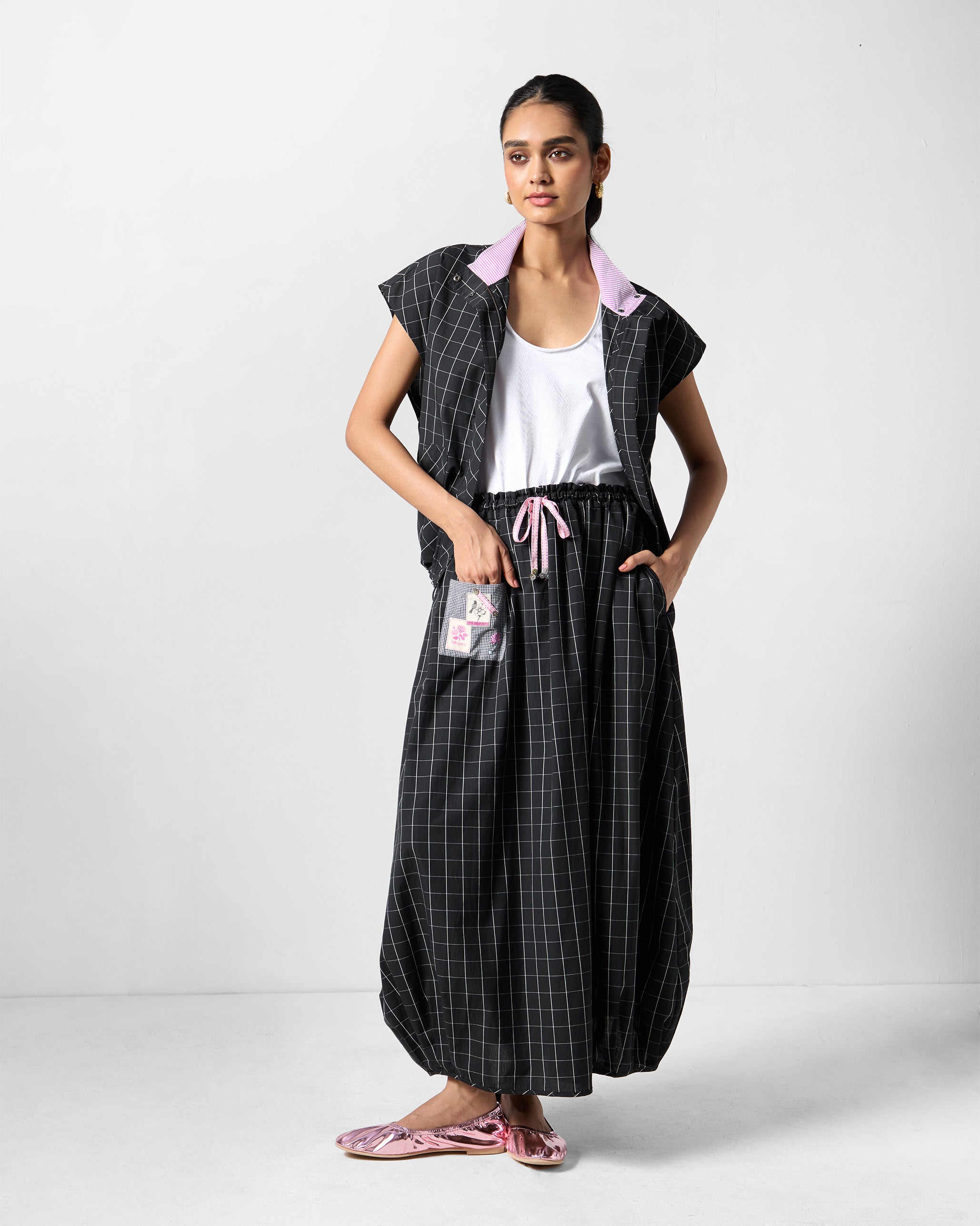 Renai Top - Black & White Checks