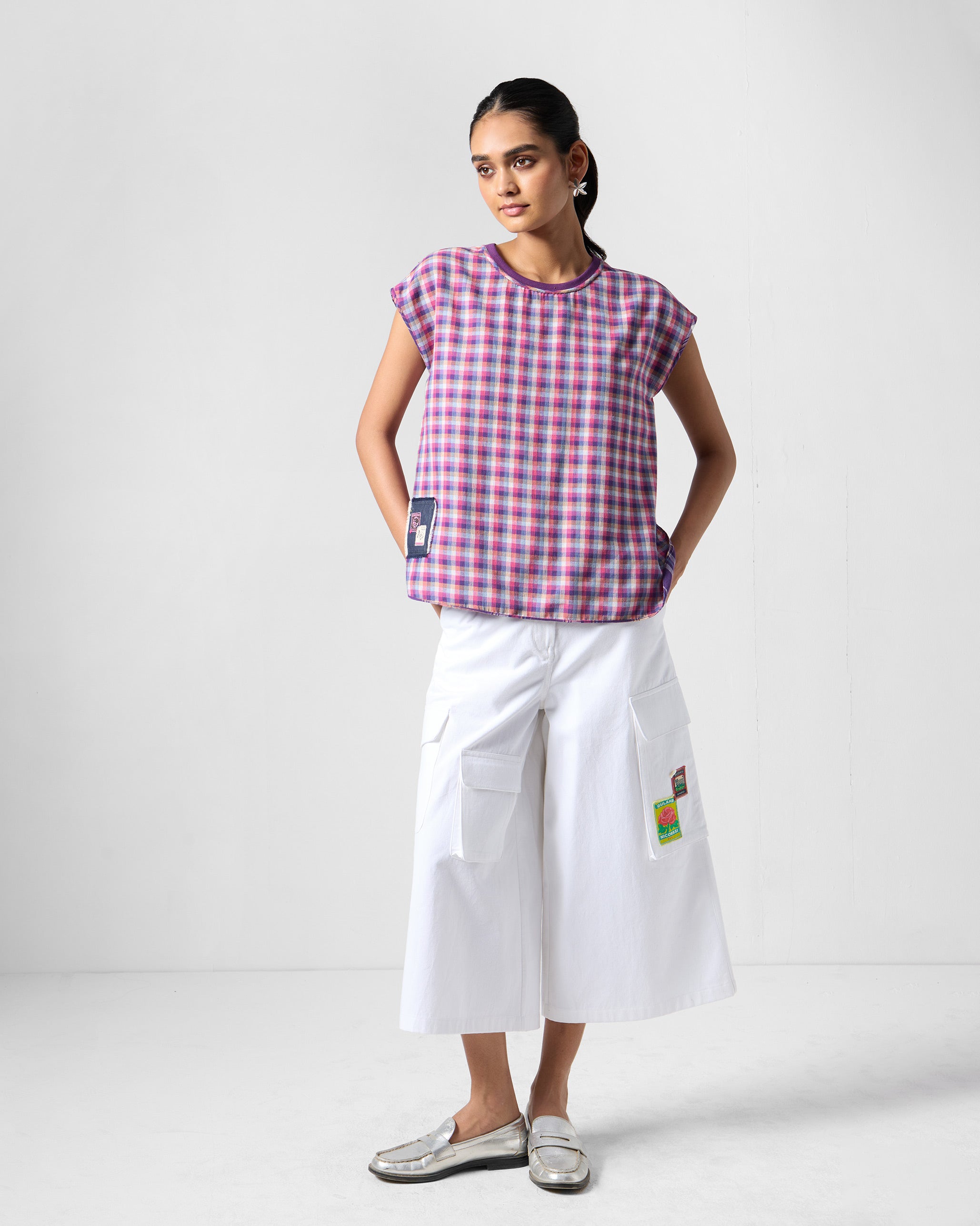 Flow Reversible Top - Purple Checks