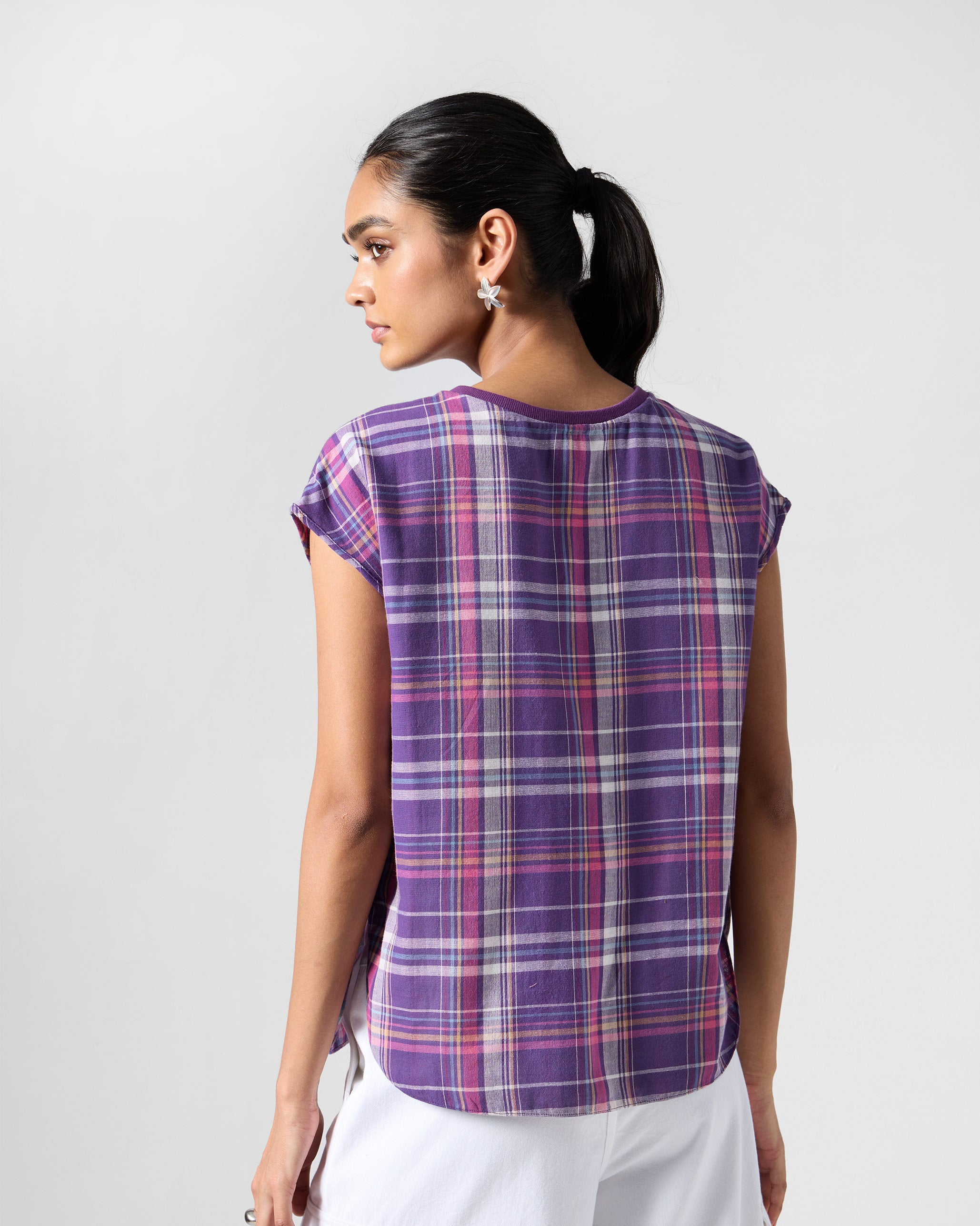 Flow Reversible Top - Purple Checks