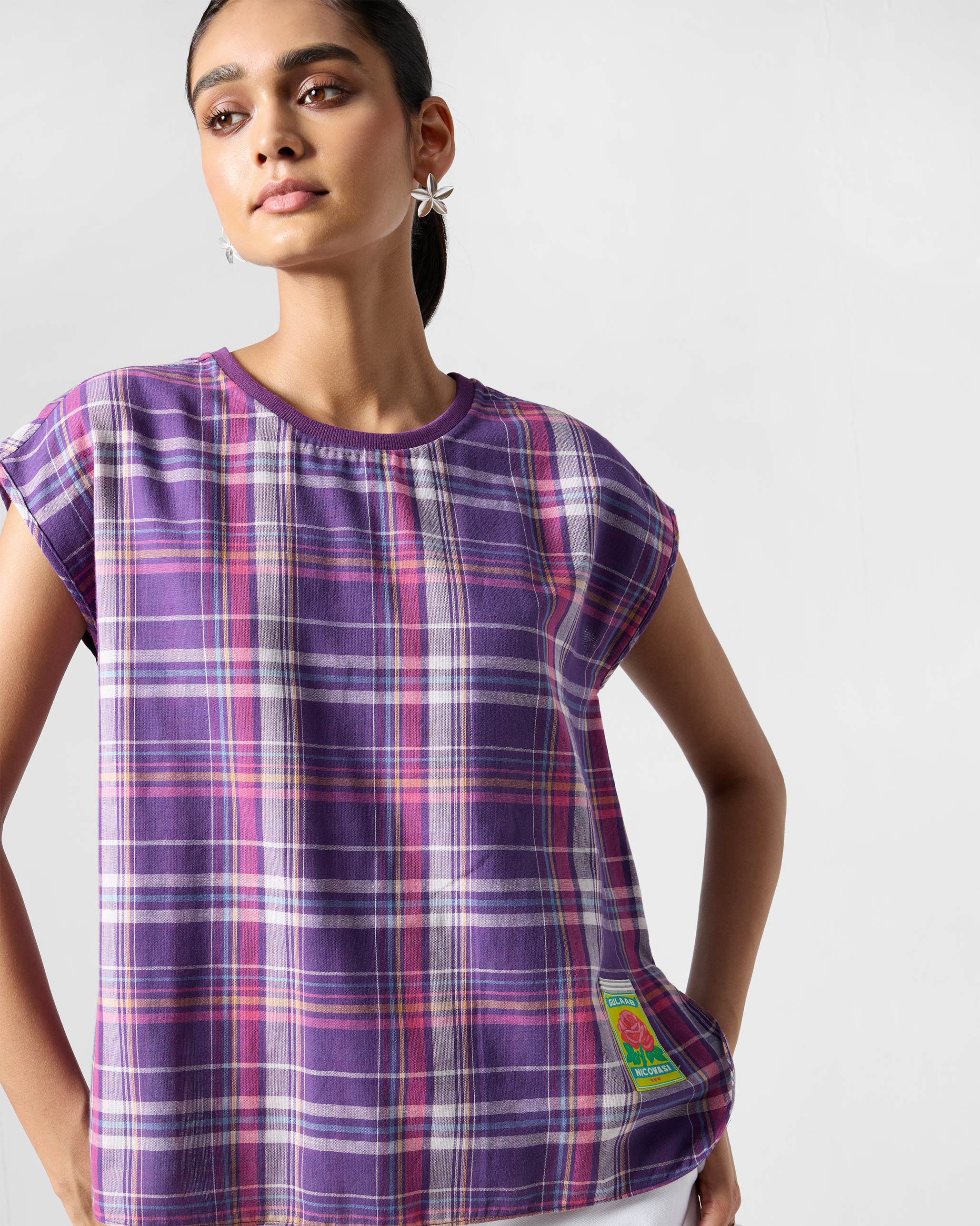 Flow Reversible Top - Purple Checks