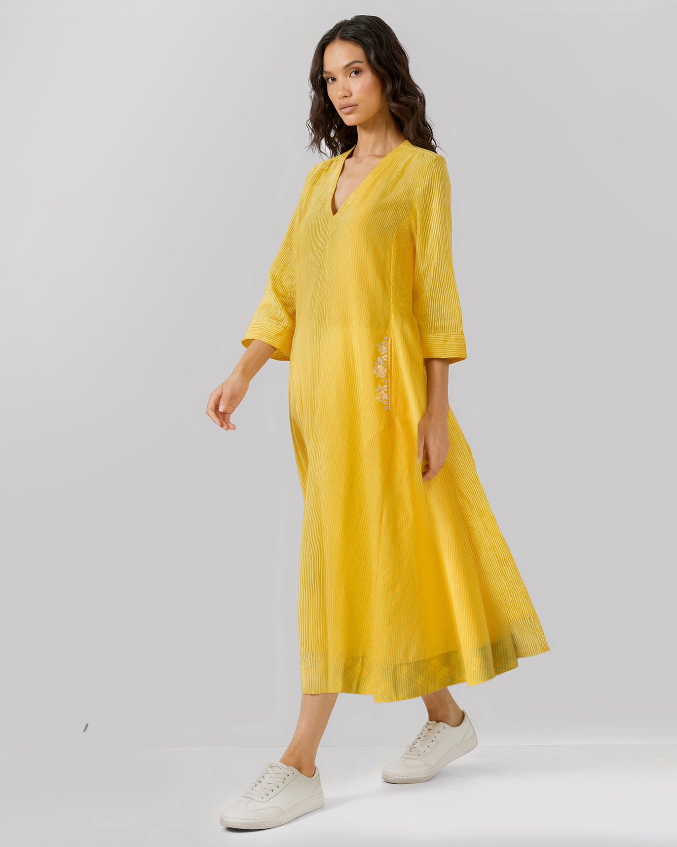 Lama Smocked Dress - Yellow Stripes